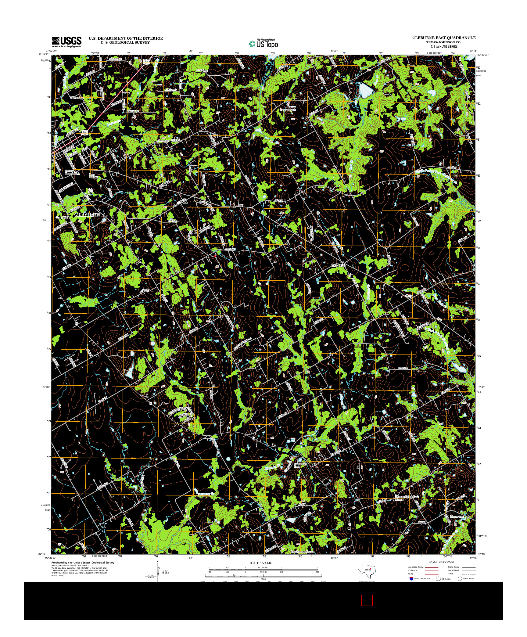 USGS US TOPO 7.5-MINUTE MAP FOR CLEBURNE EAST, TX 2012