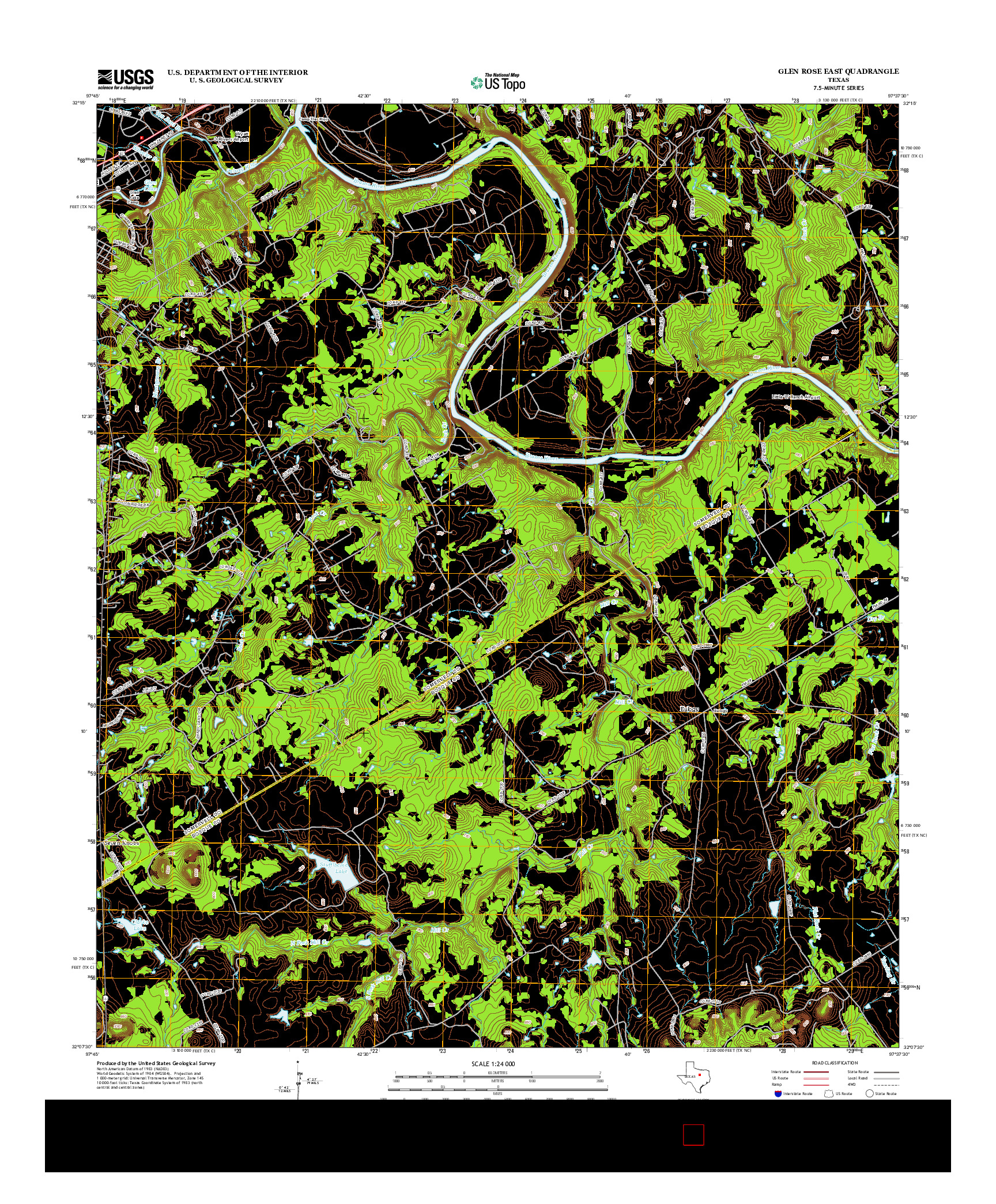 USGS US TOPO 7.5-MINUTE MAP FOR GLEN ROSE EAST, TX 2012