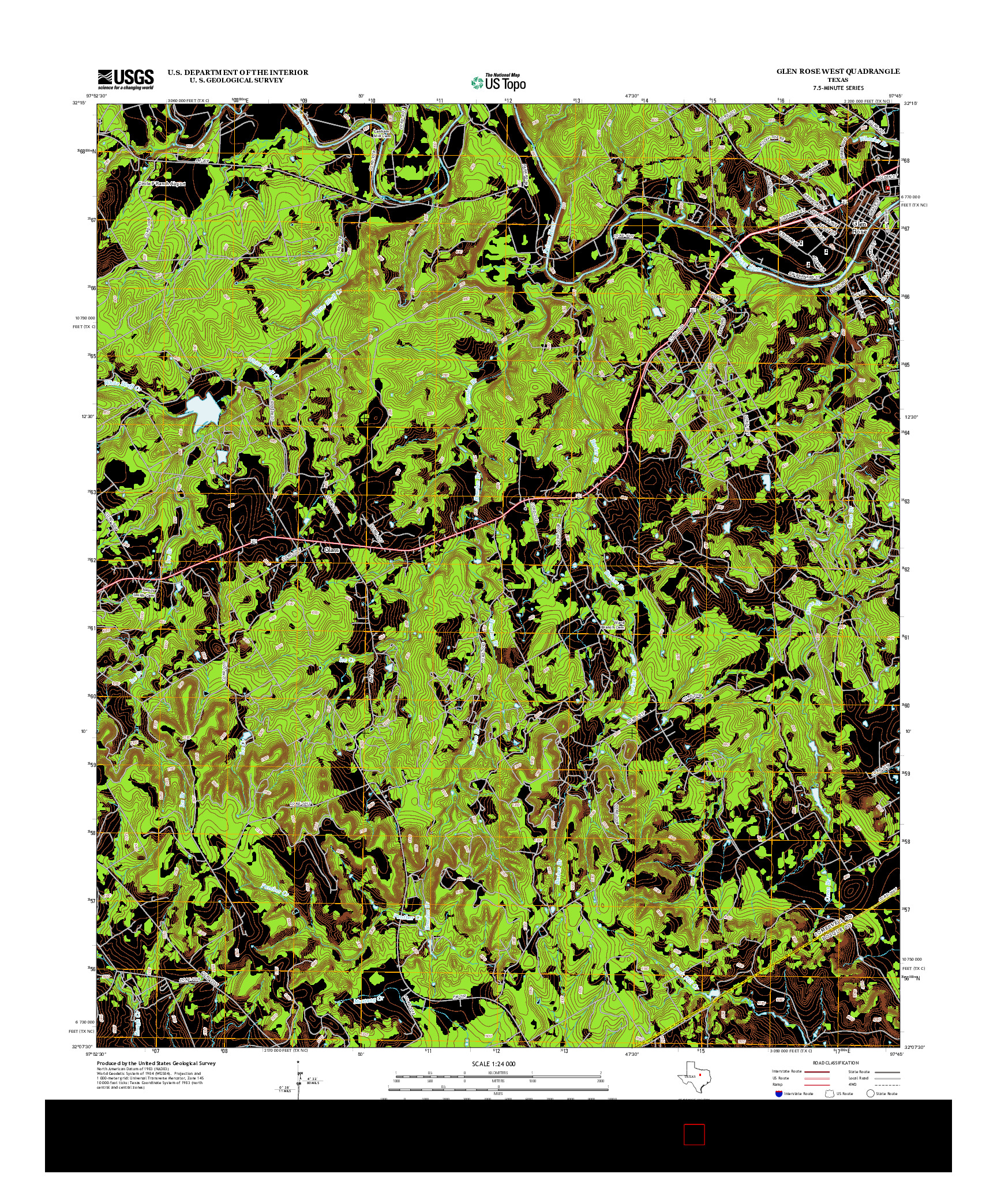 USGS US TOPO 7.5-MINUTE MAP FOR GLEN ROSE WEST, TX 2012