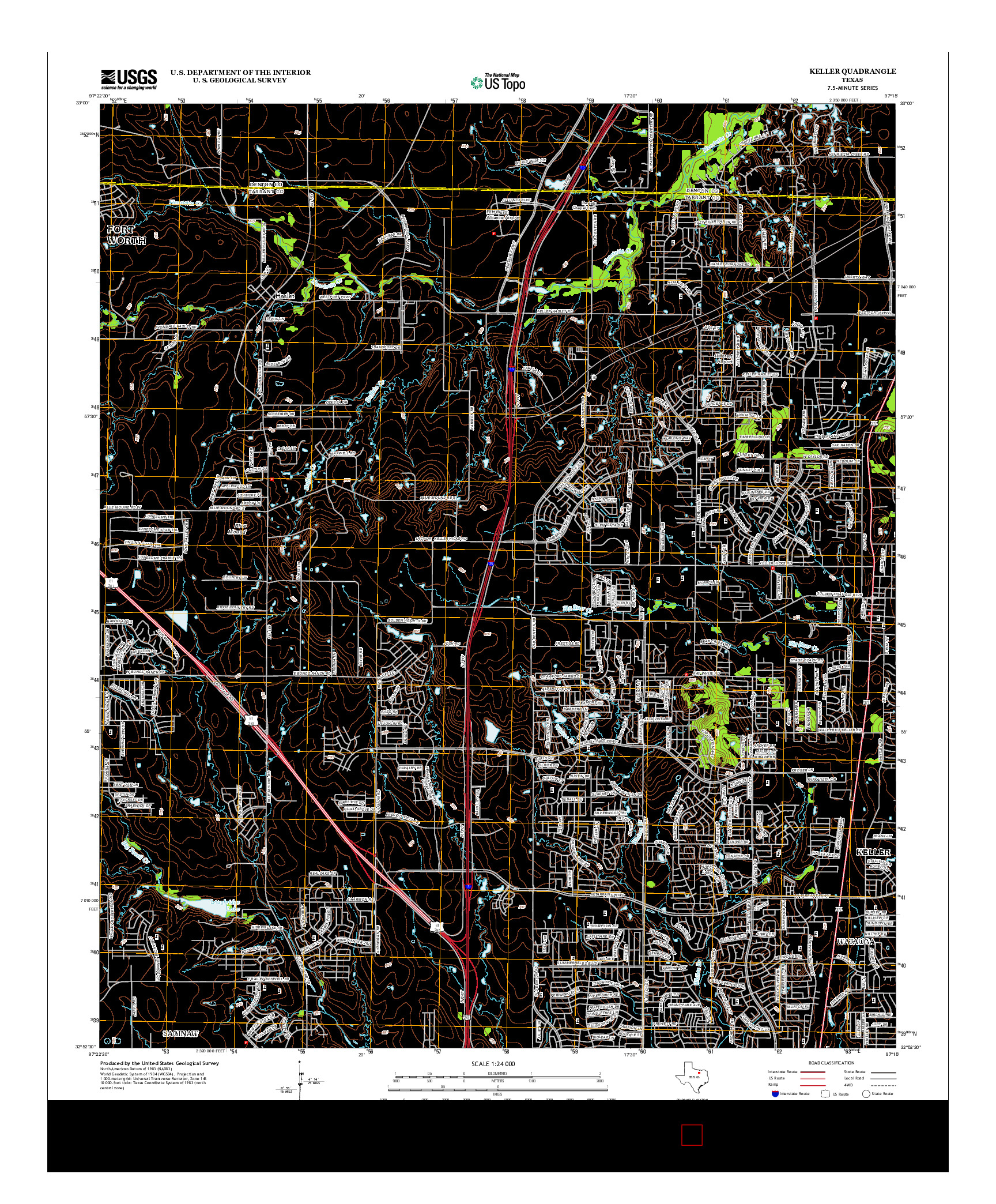 USGS US TOPO 7.5-MINUTE MAP FOR KELLER, TX 2012