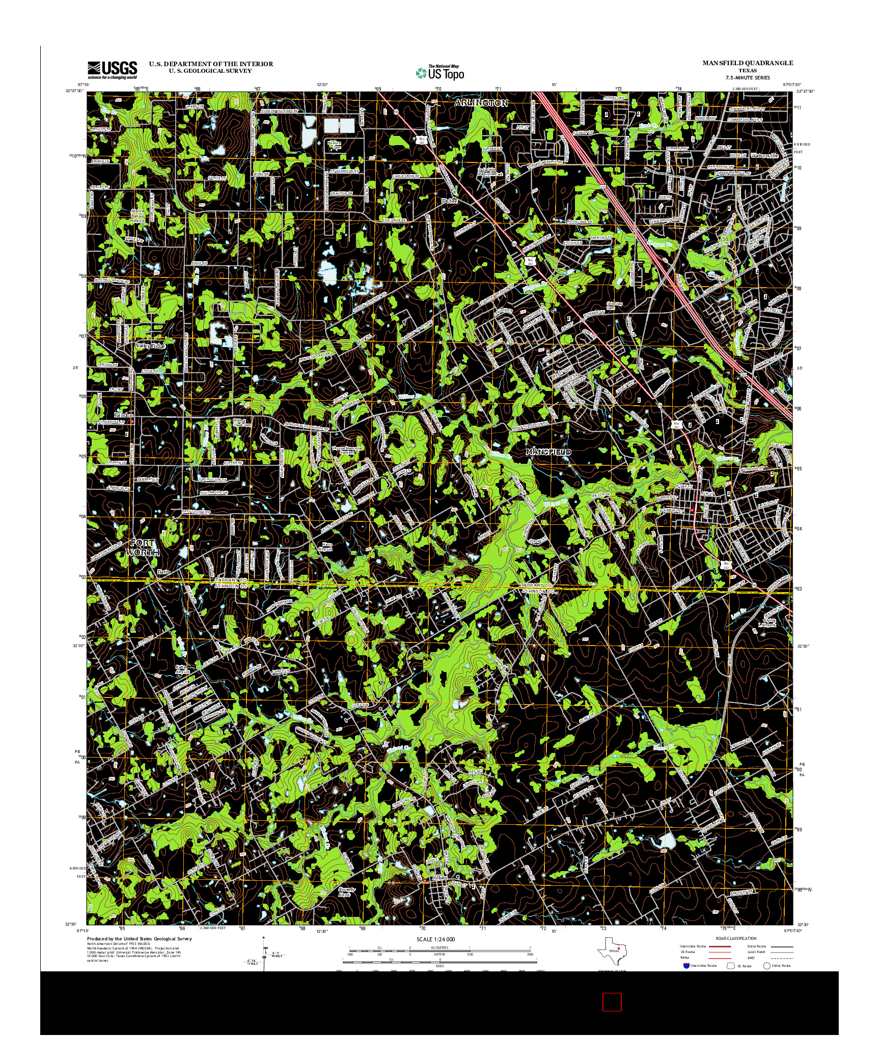 USGS US TOPO 7.5-MINUTE MAP FOR MANSFIELD, TX 2012
