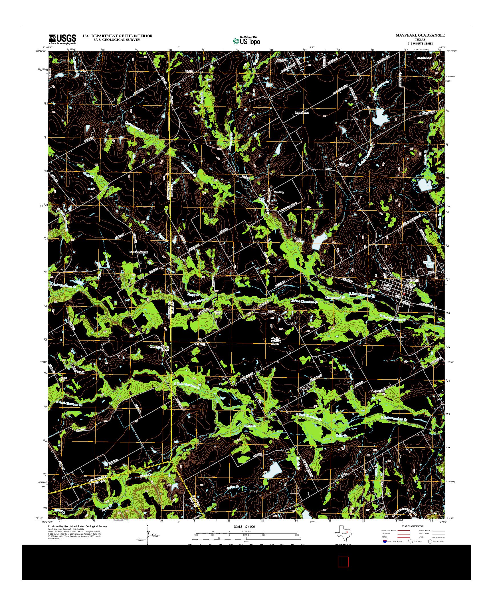 USGS US TOPO 7.5-MINUTE MAP FOR MAYPEARL, TX 2012