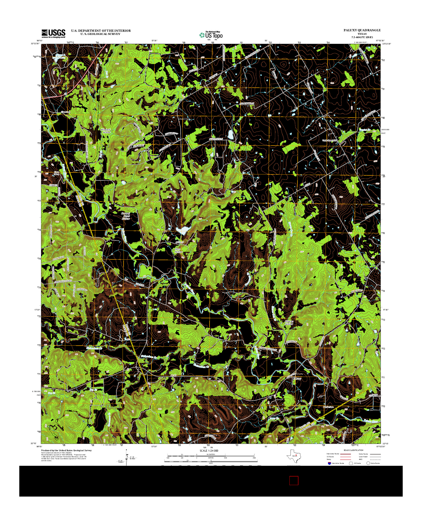 USGS US TOPO 7.5-MINUTE MAP FOR PALUXY, TX 2012
