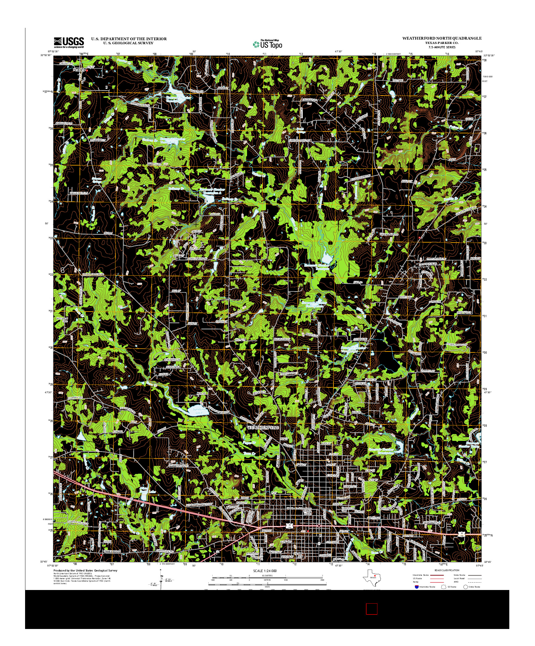 USGS US TOPO 7.5-MINUTE MAP FOR WEATHERFORD NORTH, TX 2012