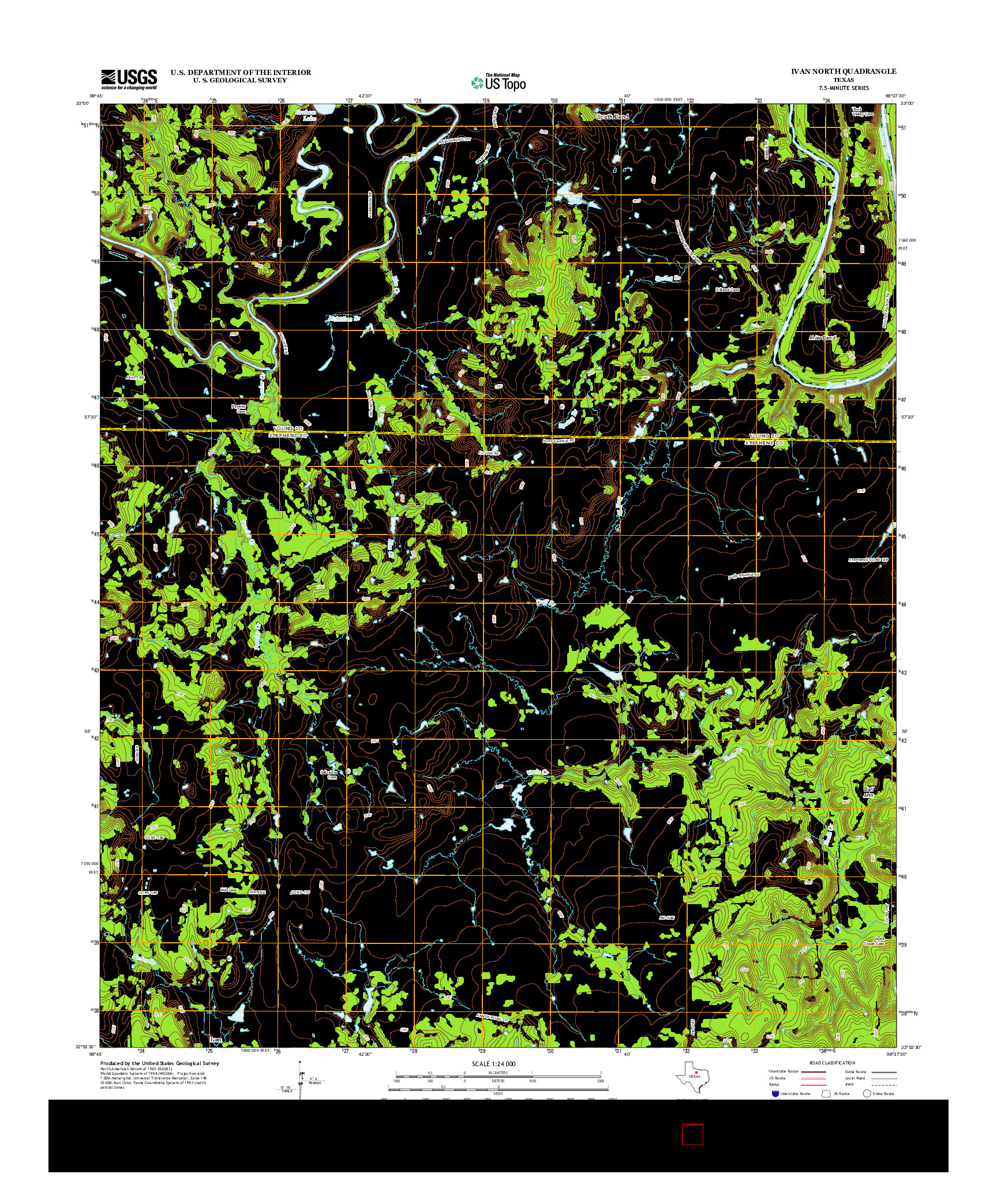 USGS US TOPO 7.5-MINUTE MAP FOR IVAN NORTH, TX 2012