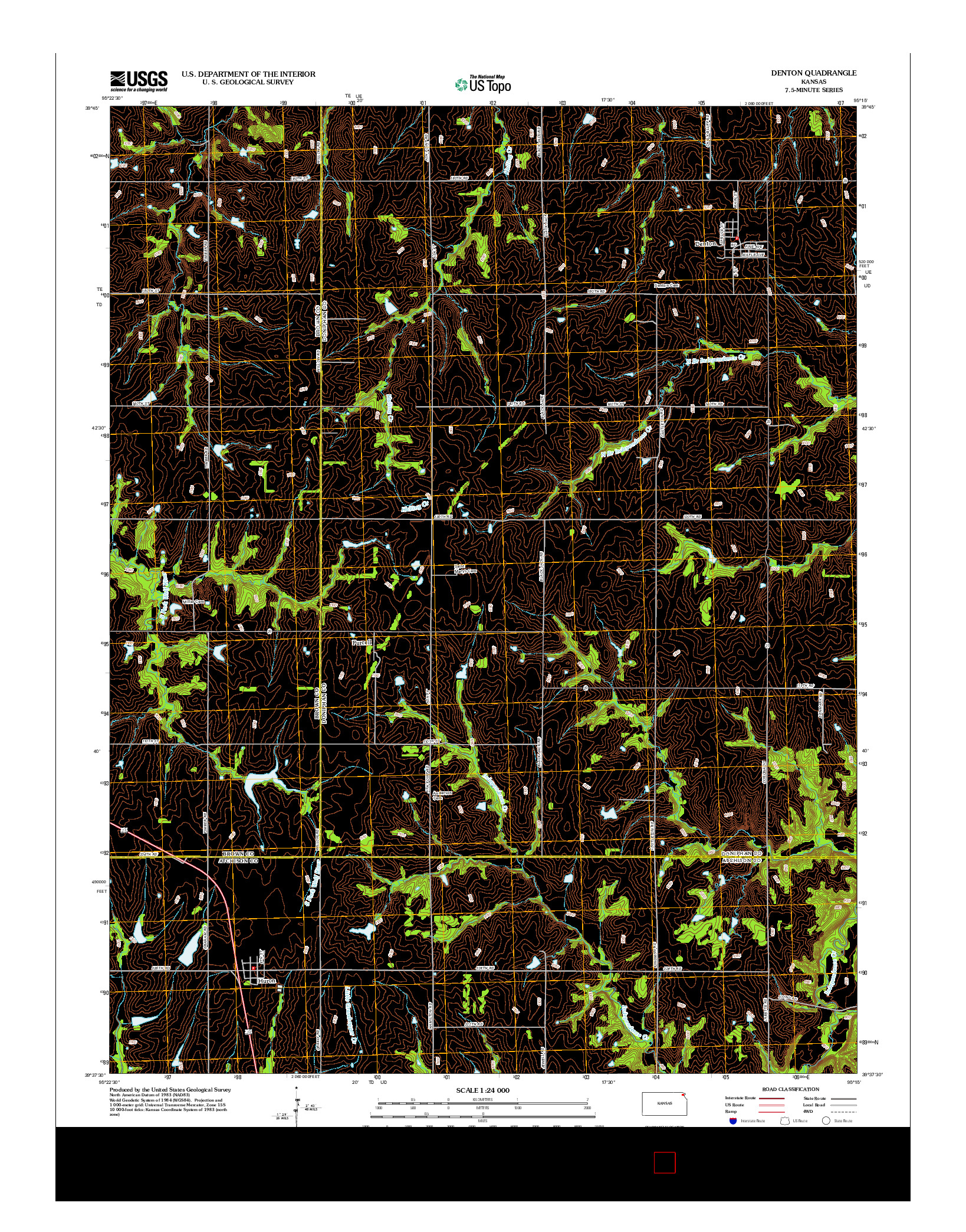 USGS US TOPO 7.5-MINUTE MAP FOR DENTON, KS 2012