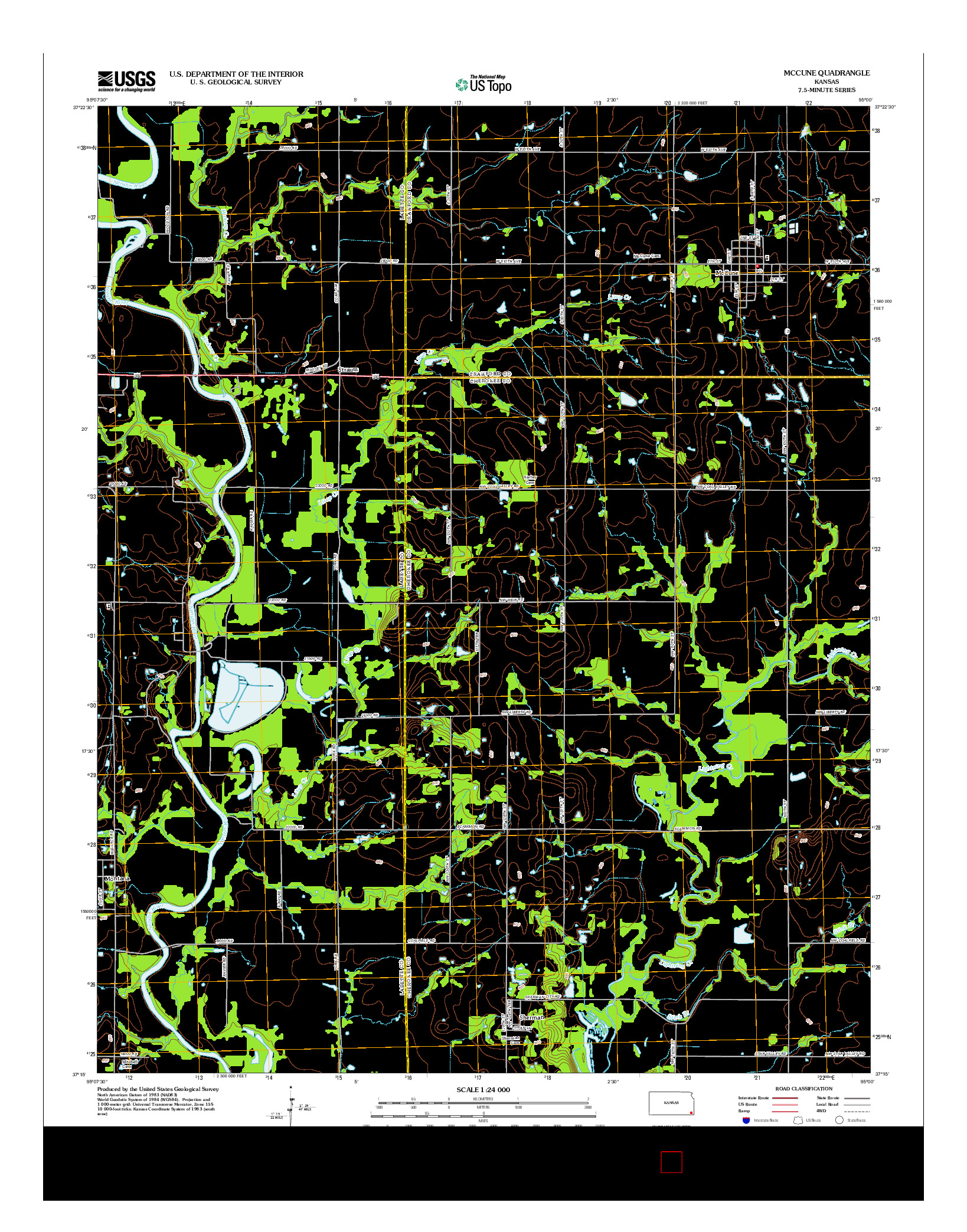 USGS US TOPO 7.5-MINUTE MAP FOR MCCUNE, KS 2012