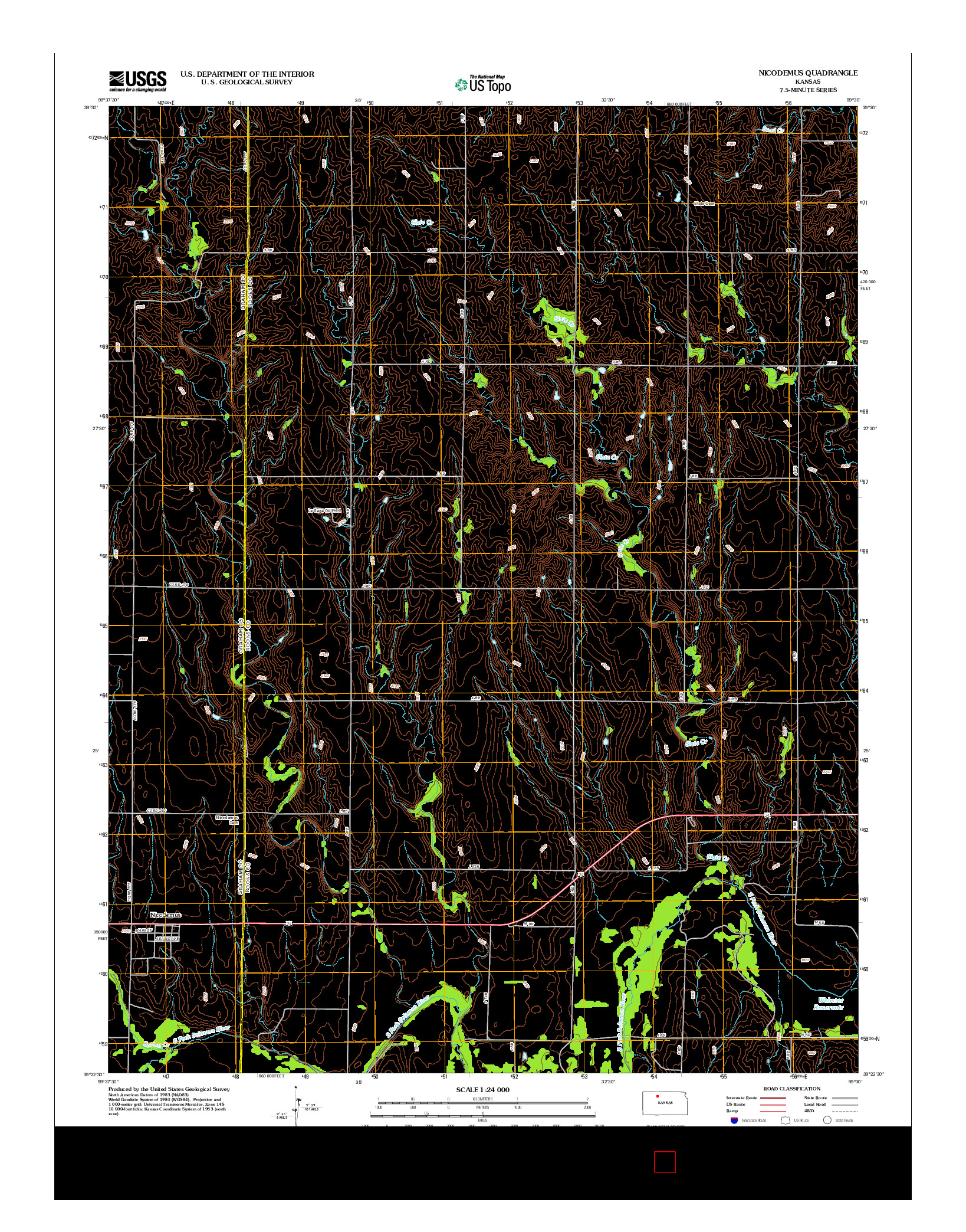 USGS US TOPO 7.5-MINUTE MAP FOR NICODEMUS, KS 2012