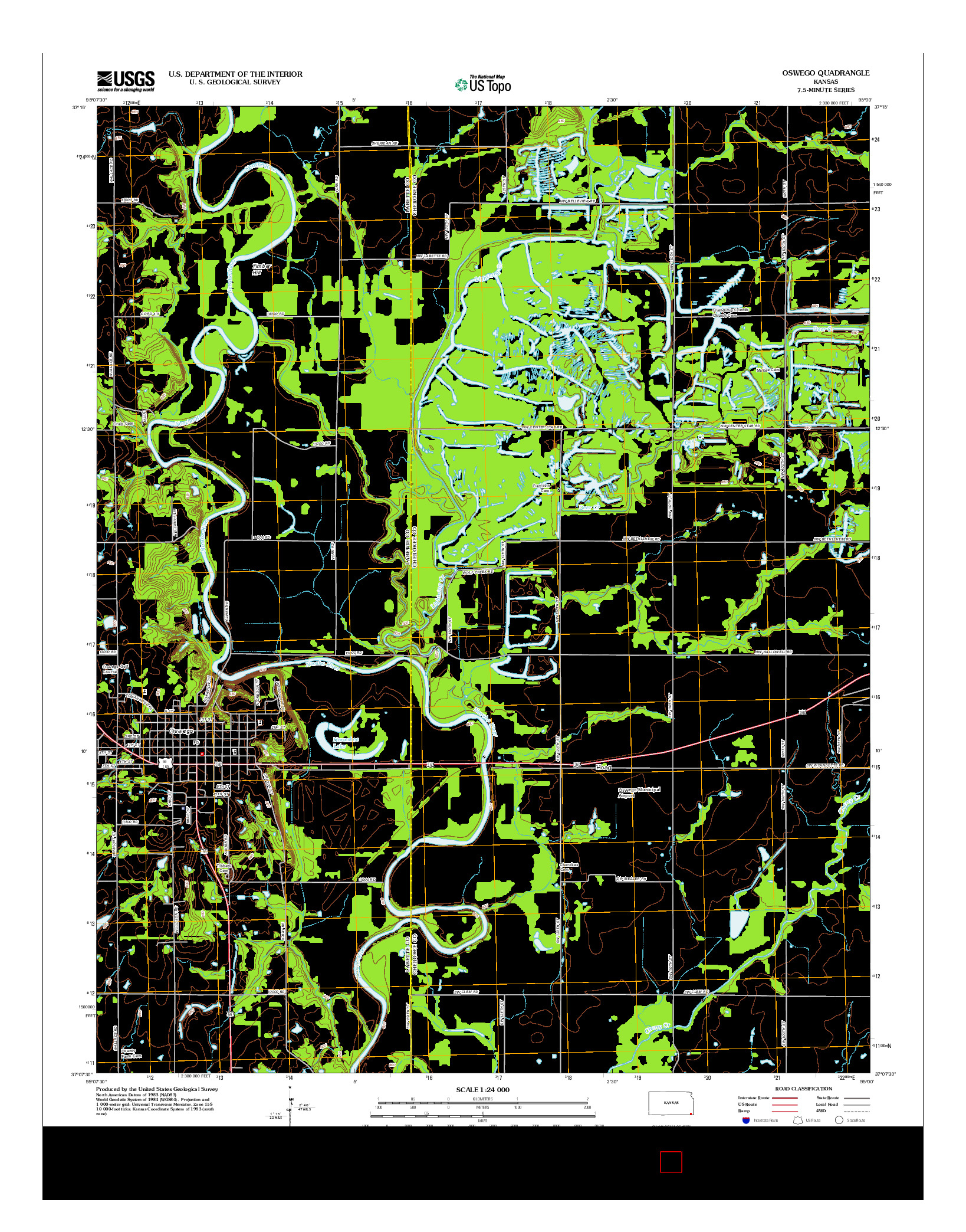 USGS US TOPO 7.5-MINUTE MAP FOR OSWEGO, KS 2012