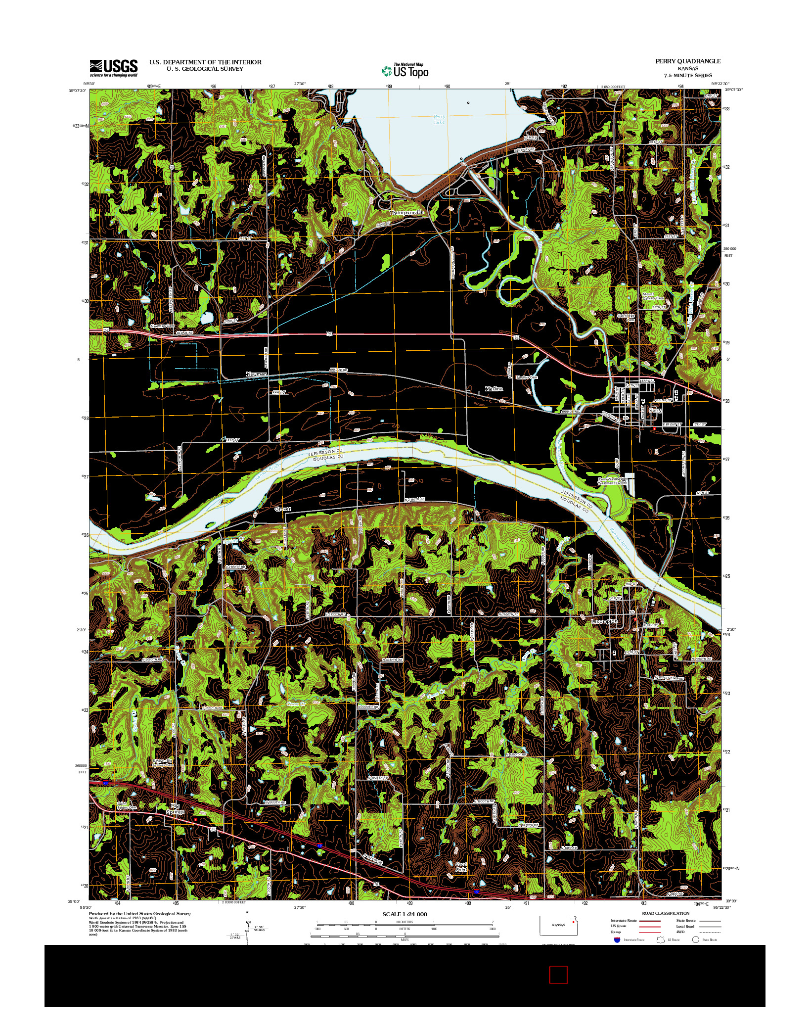 USGS US TOPO 7.5-MINUTE MAP FOR PERRY, KS 2012