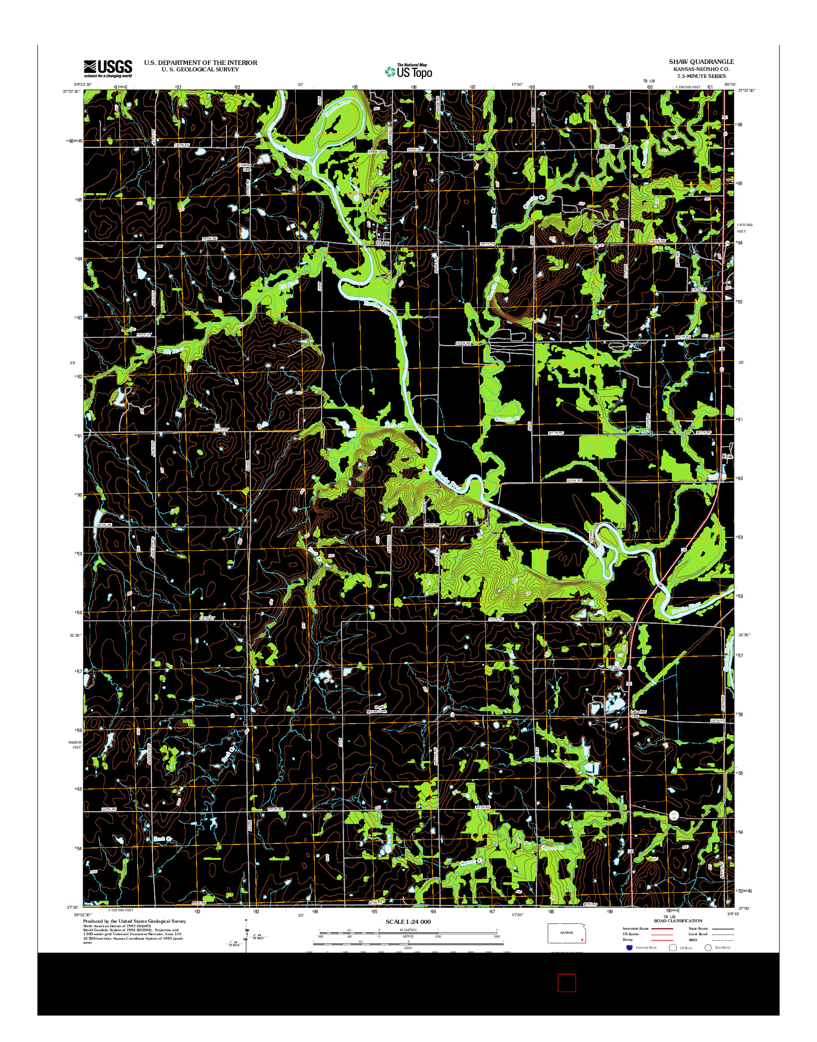 USGS US TOPO 7.5-MINUTE MAP FOR SHAW, KS 2012