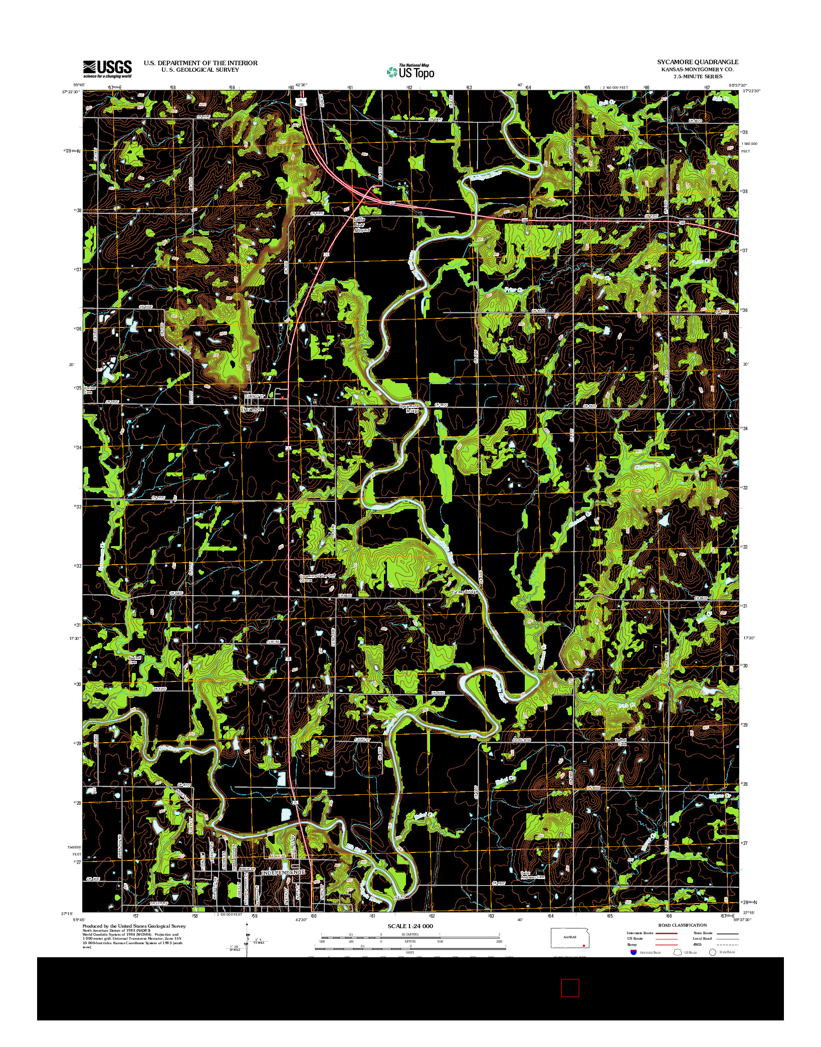 USGS US TOPO 7.5-MINUTE MAP FOR SYCAMORE, KS 2012