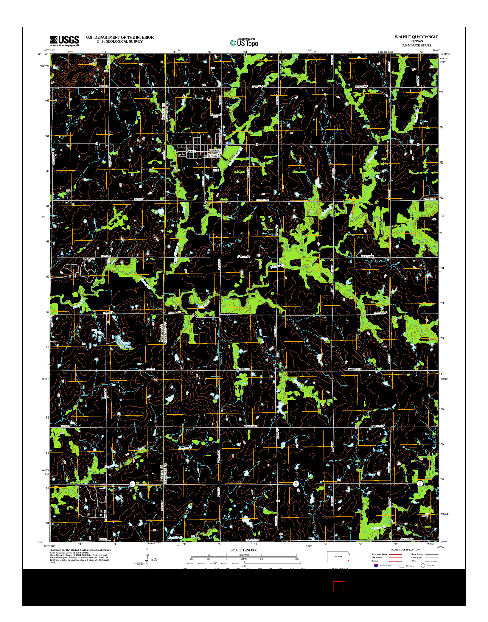 USGS US TOPO 7.5-MINUTE MAP FOR WALNUT, KS 2012