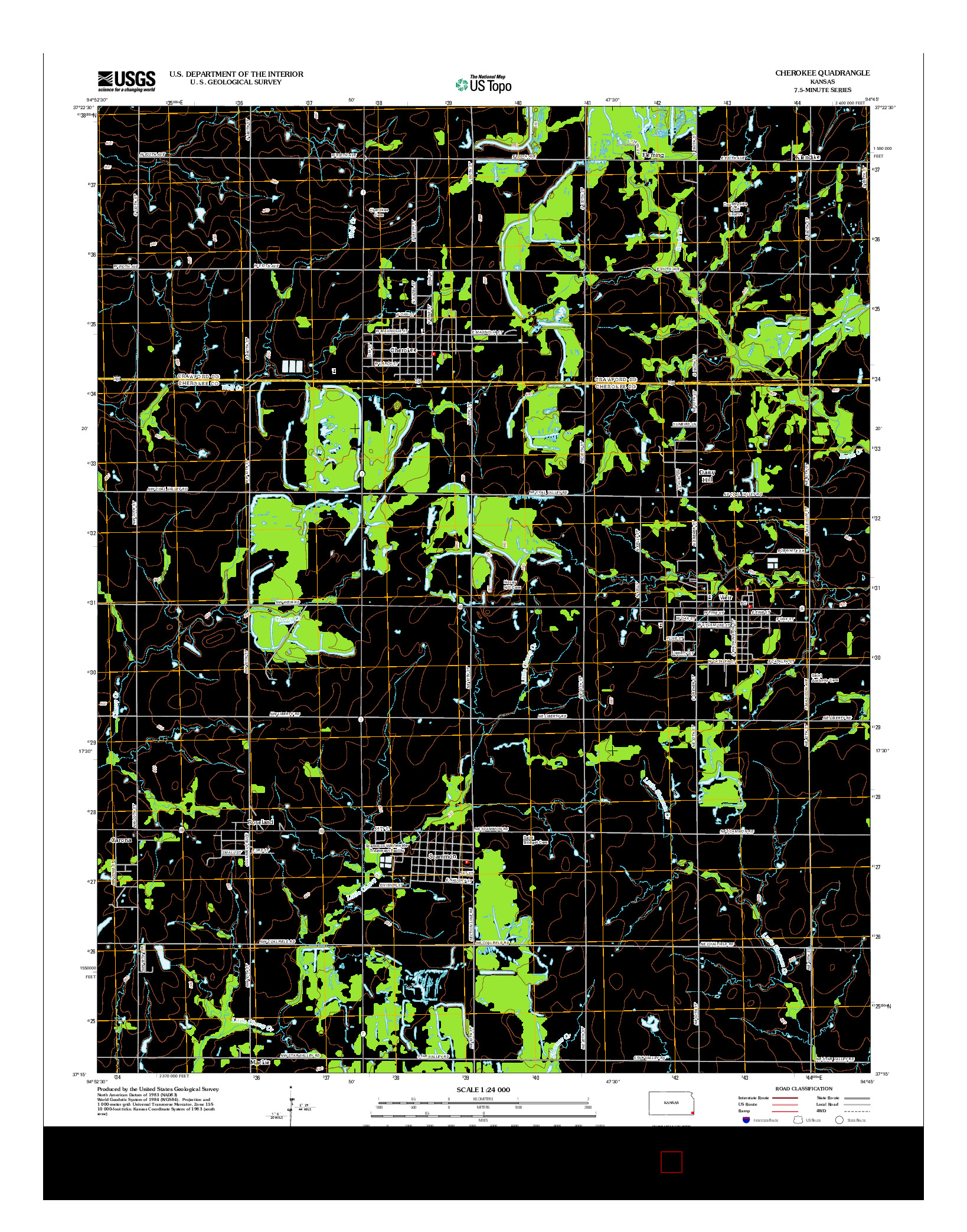 USGS US TOPO 7.5-MINUTE MAP FOR CHEROKEE, KS 2012
