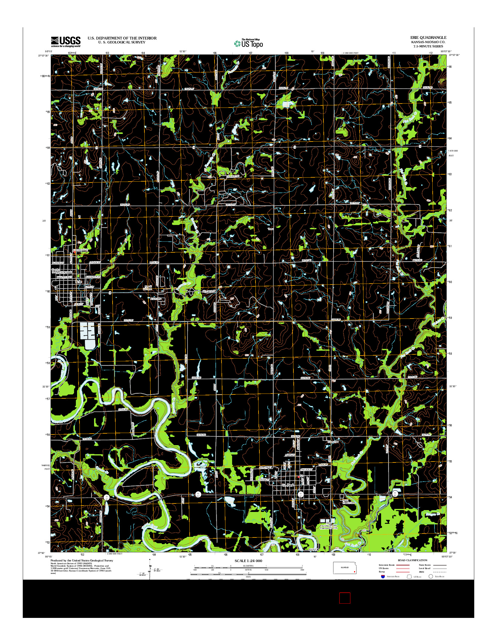 USGS US TOPO 7.5-MINUTE MAP FOR ERIE, KS 2012