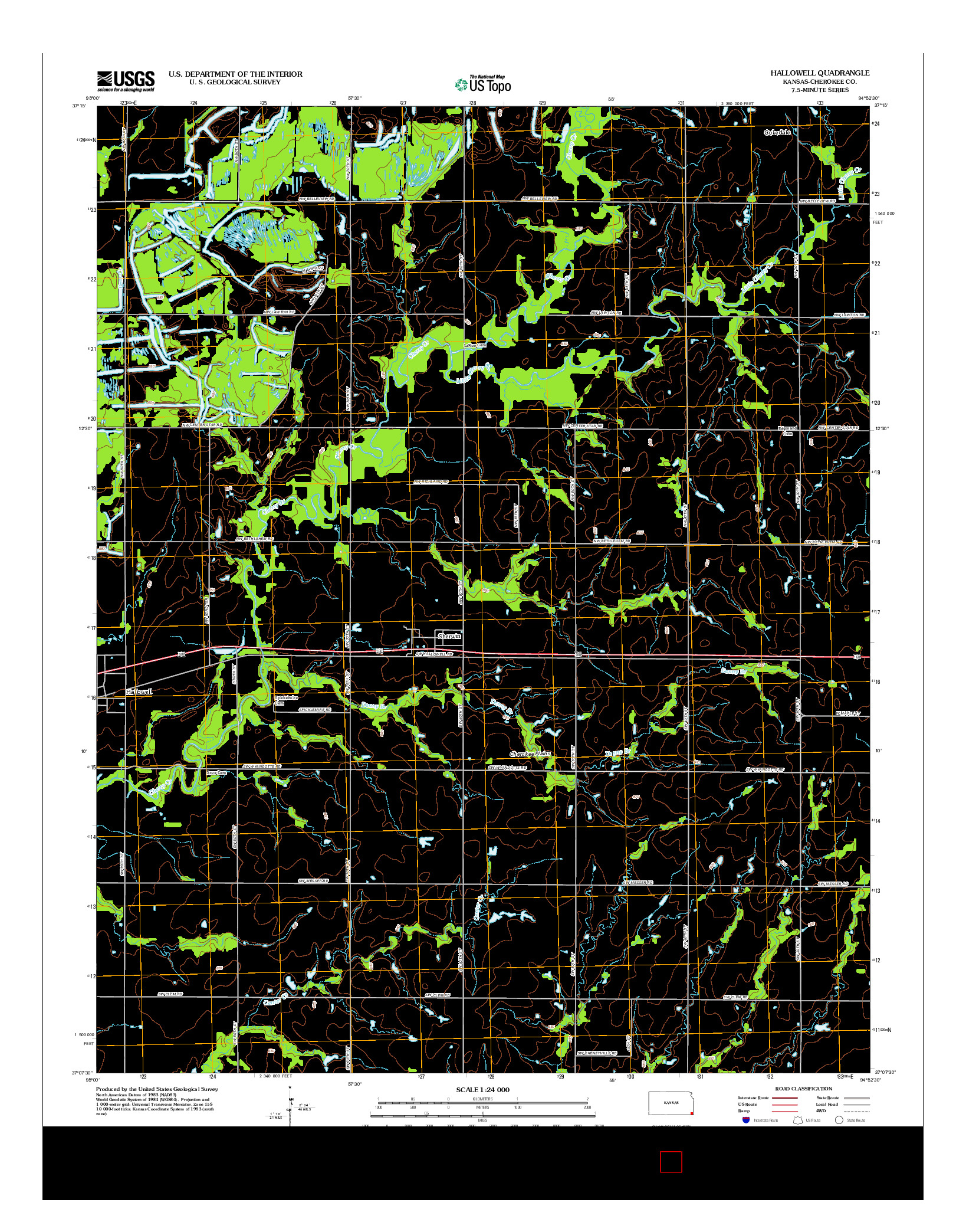 USGS US TOPO 7.5-MINUTE MAP FOR HALLOWELL, KS 2012