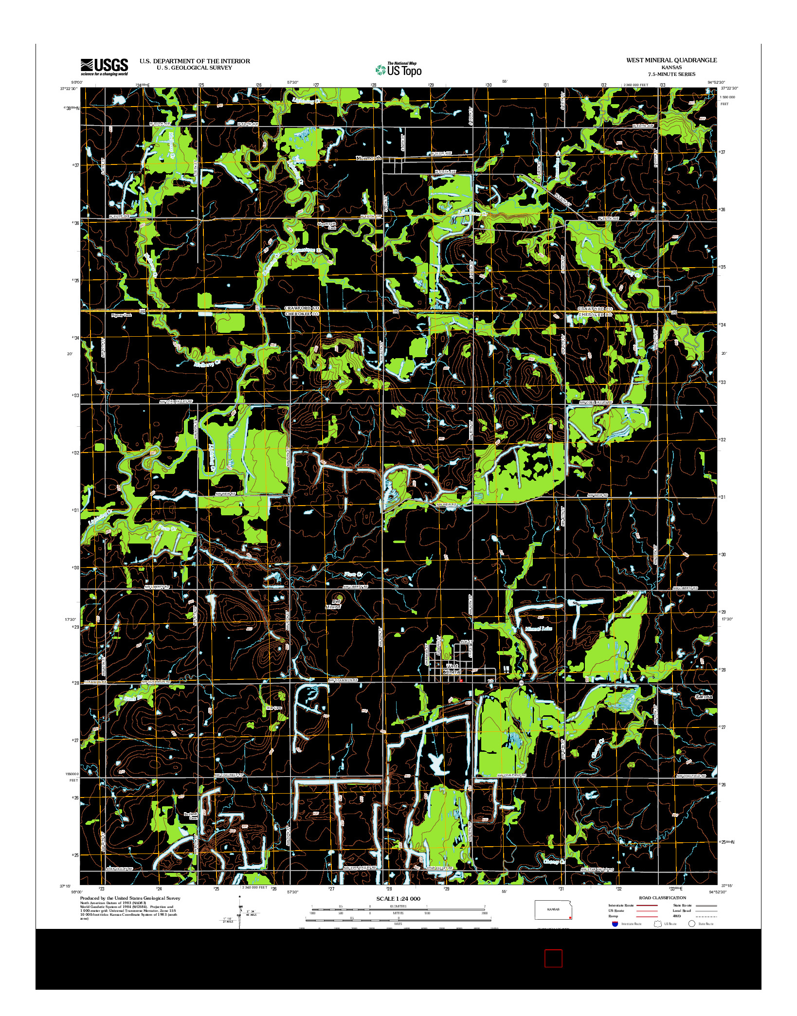USGS US TOPO 7.5-MINUTE MAP FOR WEST MINERAL, KS 2012