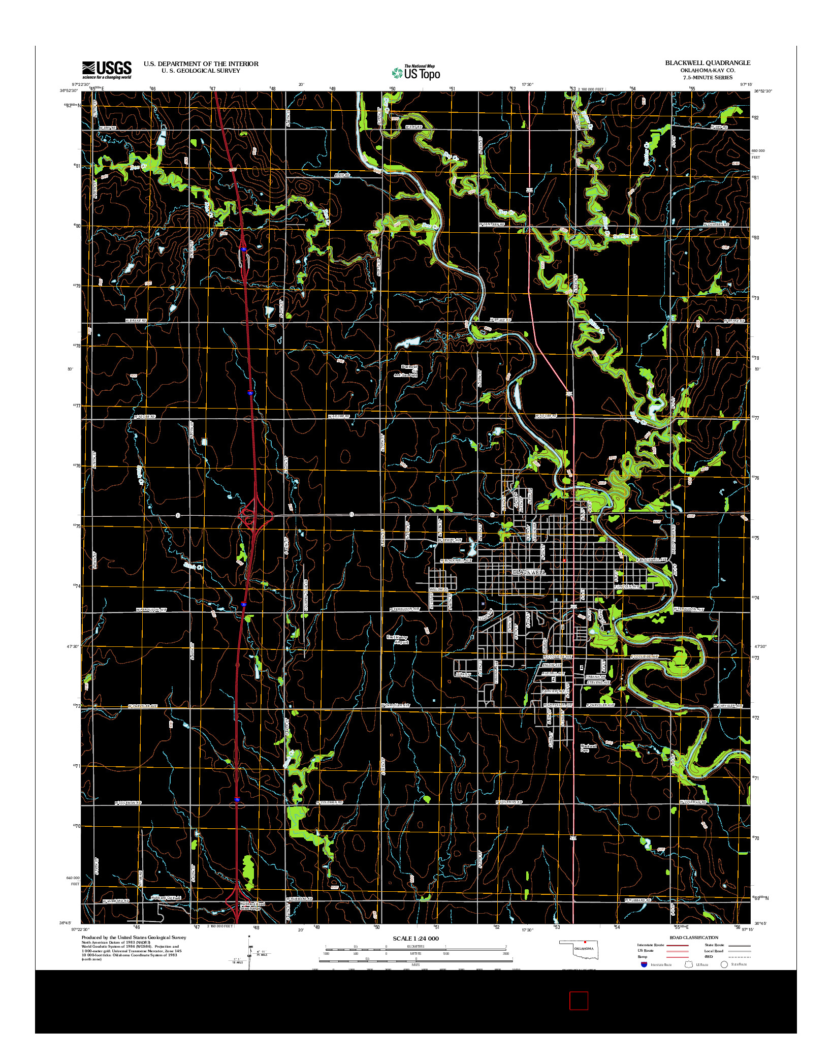 USGS US TOPO 7.5-MINUTE MAP FOR BLACKWELL, OK 2012