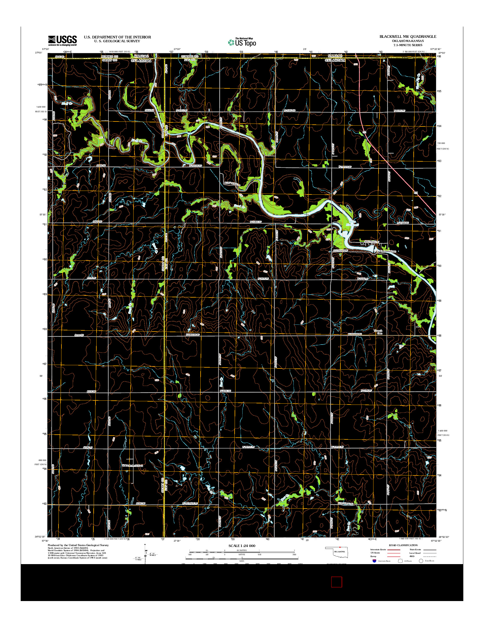 USGS US TOPO 7.5-MINUTE MAP FOR BLACKWELL NW, OK-KS 2012