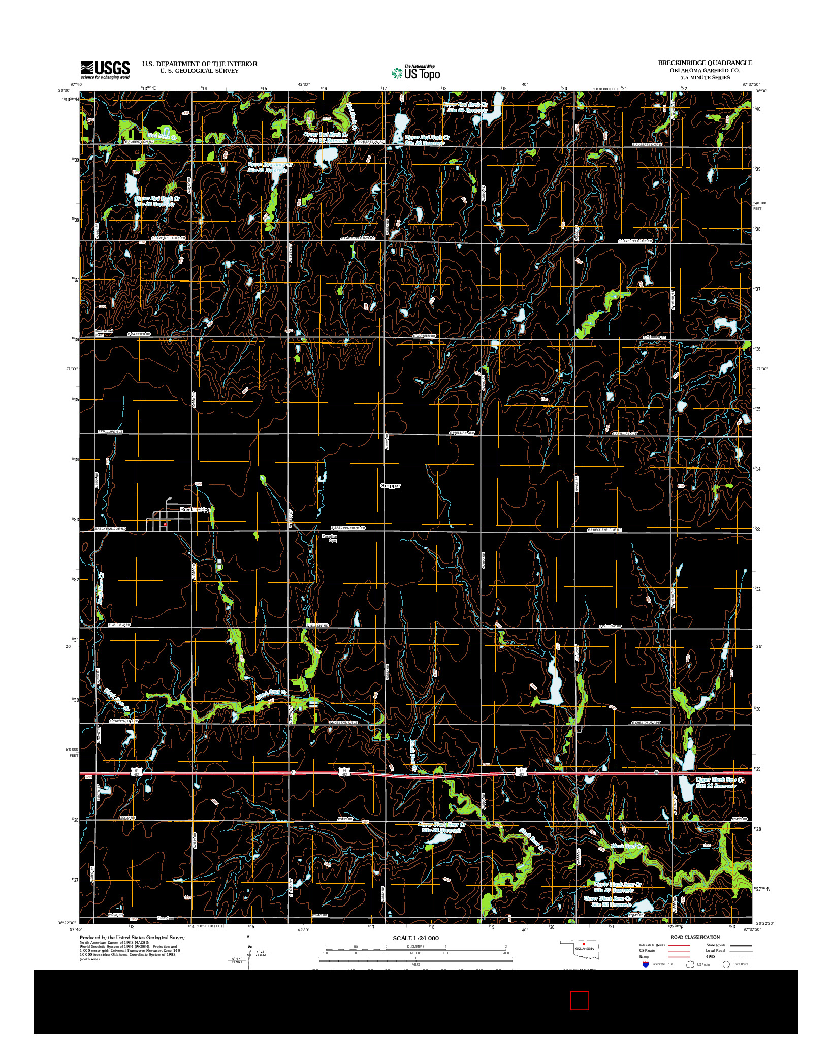 USGS US TOPO 7.5-MINUTE MAP FOR BRECKINRIDGE, OK 2012
