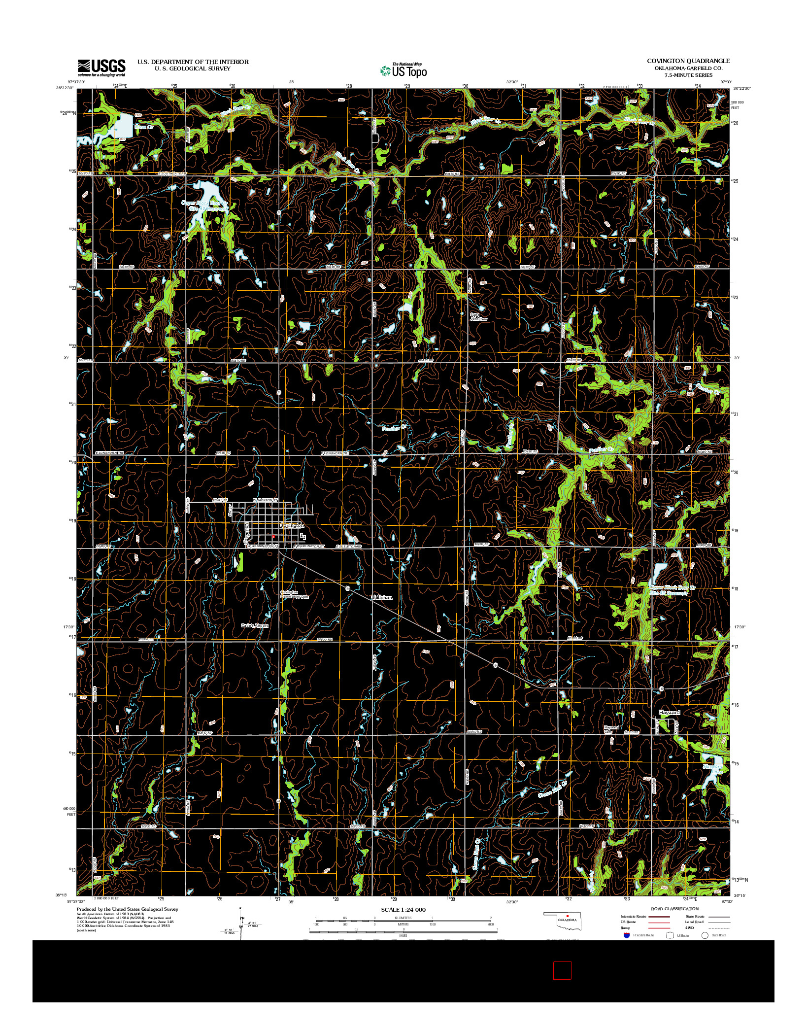 USGS US TOPO 7.5-MINUTE MAP FOR COVINGTON, OK 2012