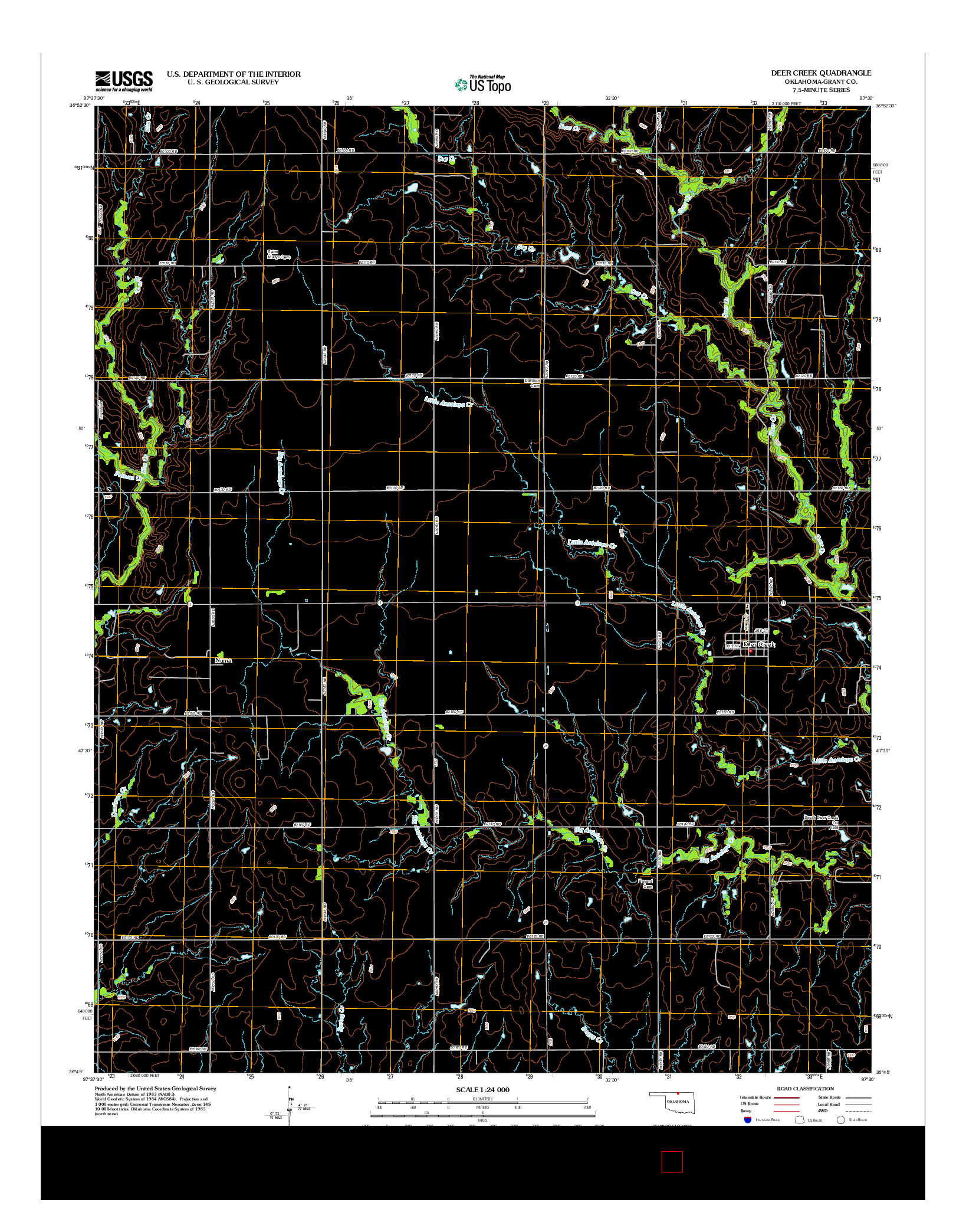 USGS US TOPO 7.5-MINUTE MAP FOR DEER CREEK, OK 2012