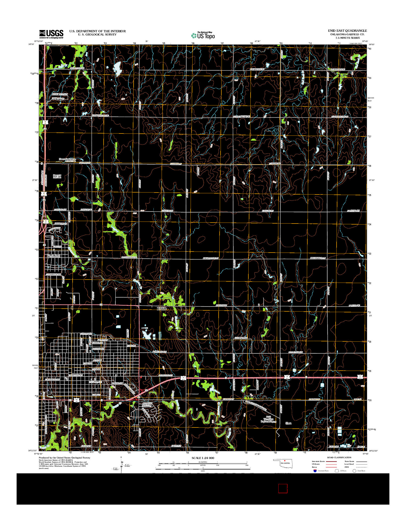 USGS US TOPO 7.5-MINUTE MAP FOR ENID EAST, OK 2012