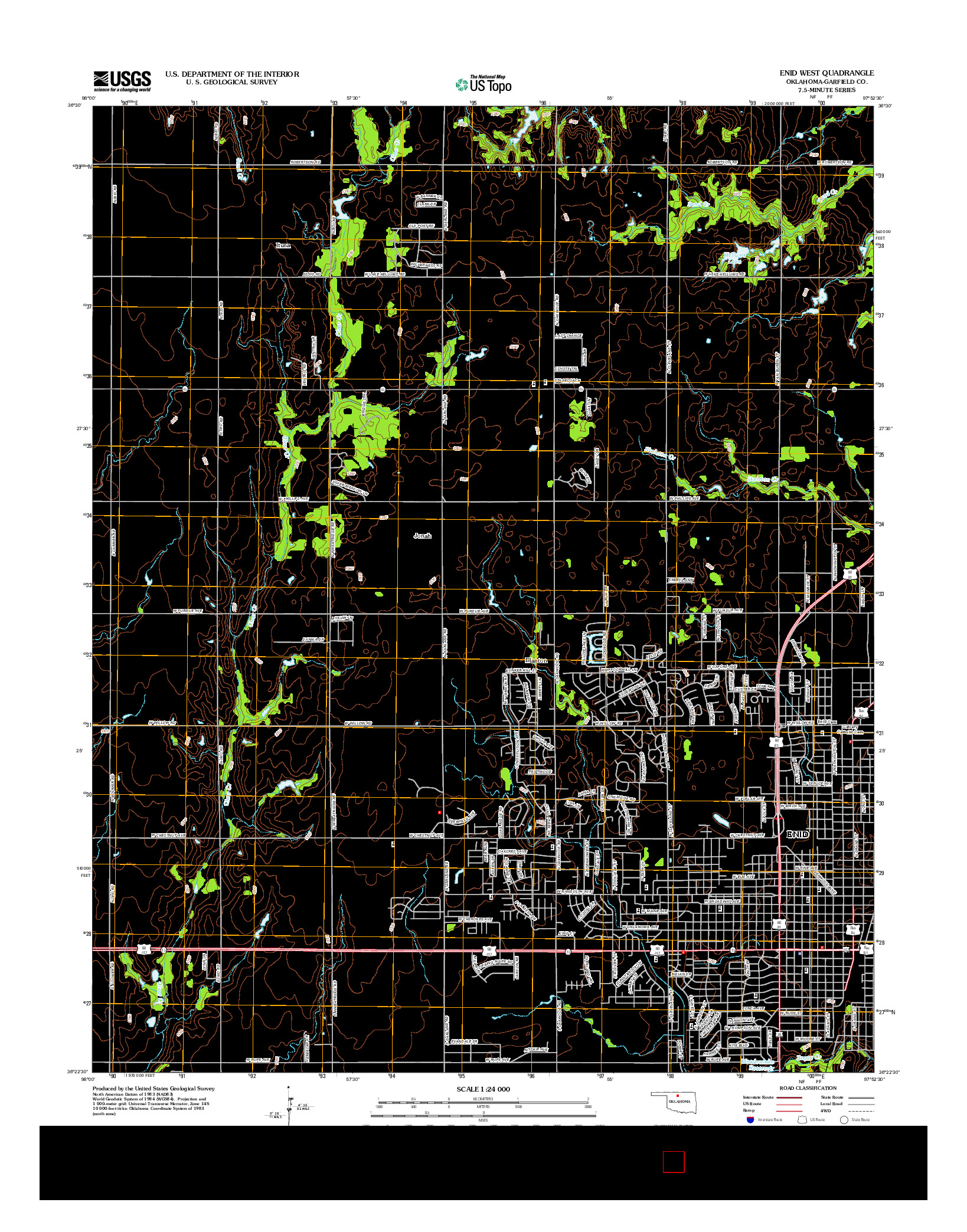 USGS US TOPO 7.5-MINUTE MAP FOR ENID WEST, OK 2012