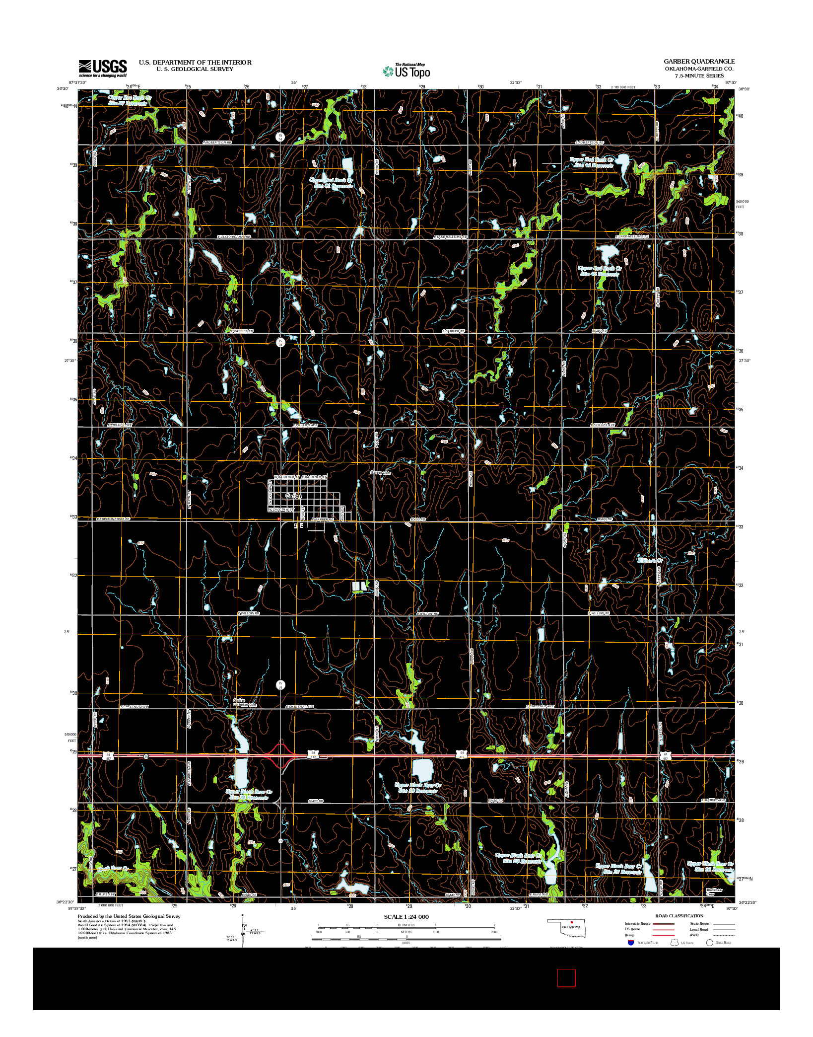 USGS US TOPO 7.5-MINUTE MAP FOR GARBER, OK 2012