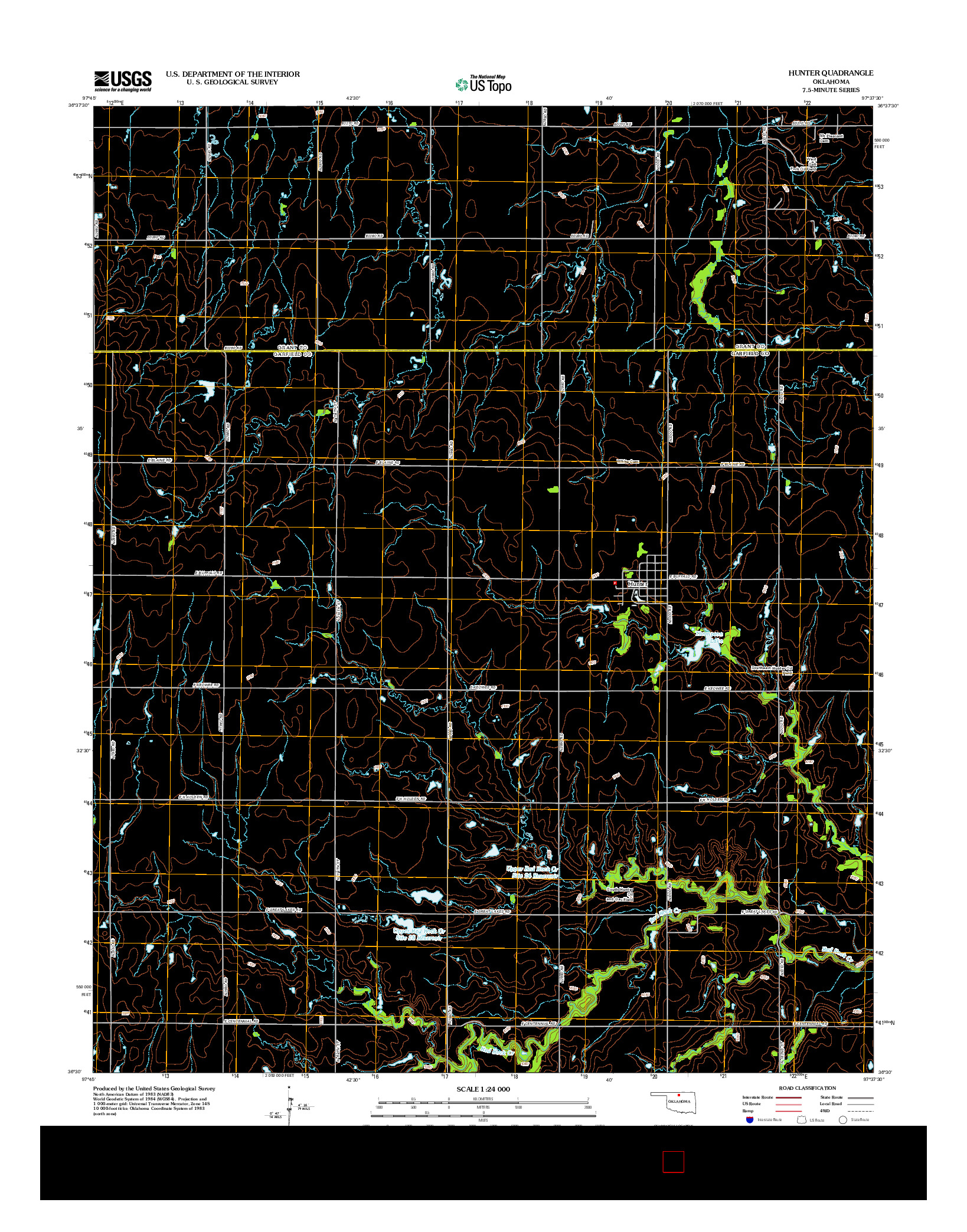 USGS US TOPO 7.5-MINUTE MAP FOR HUNTER, OK 2012