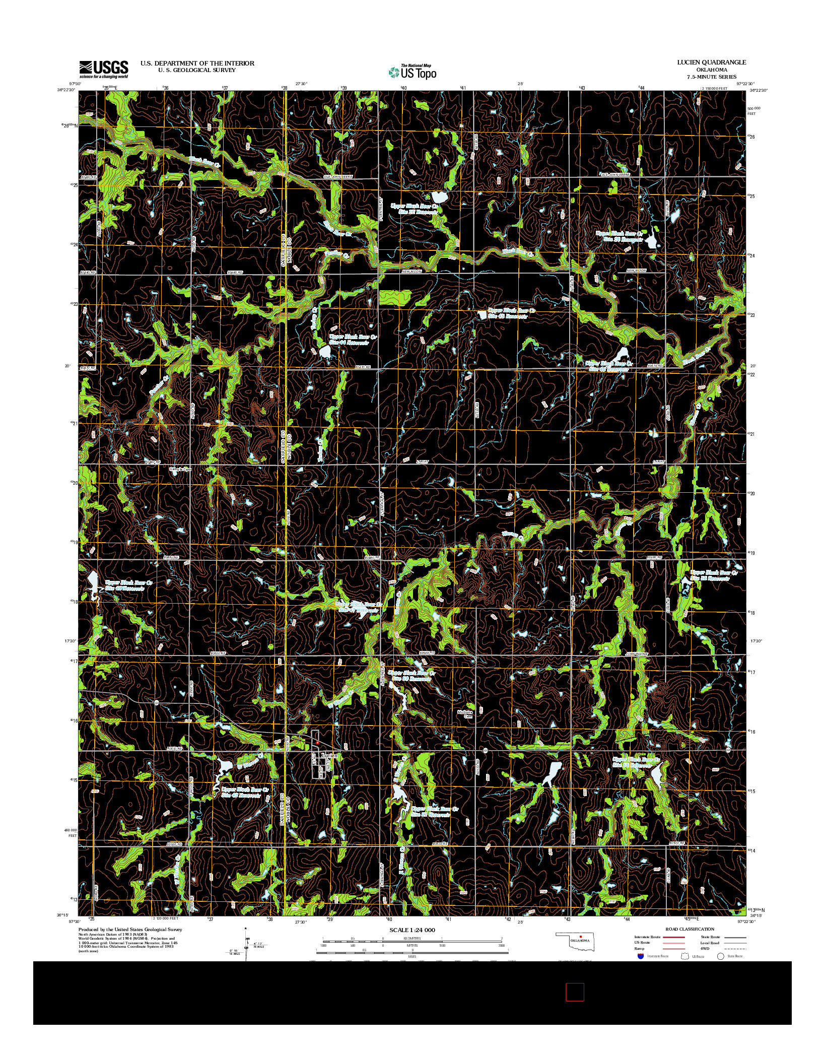 USGS US TOPO 7.5-MINUTE MAP FOR LUCIEN, OK 2012