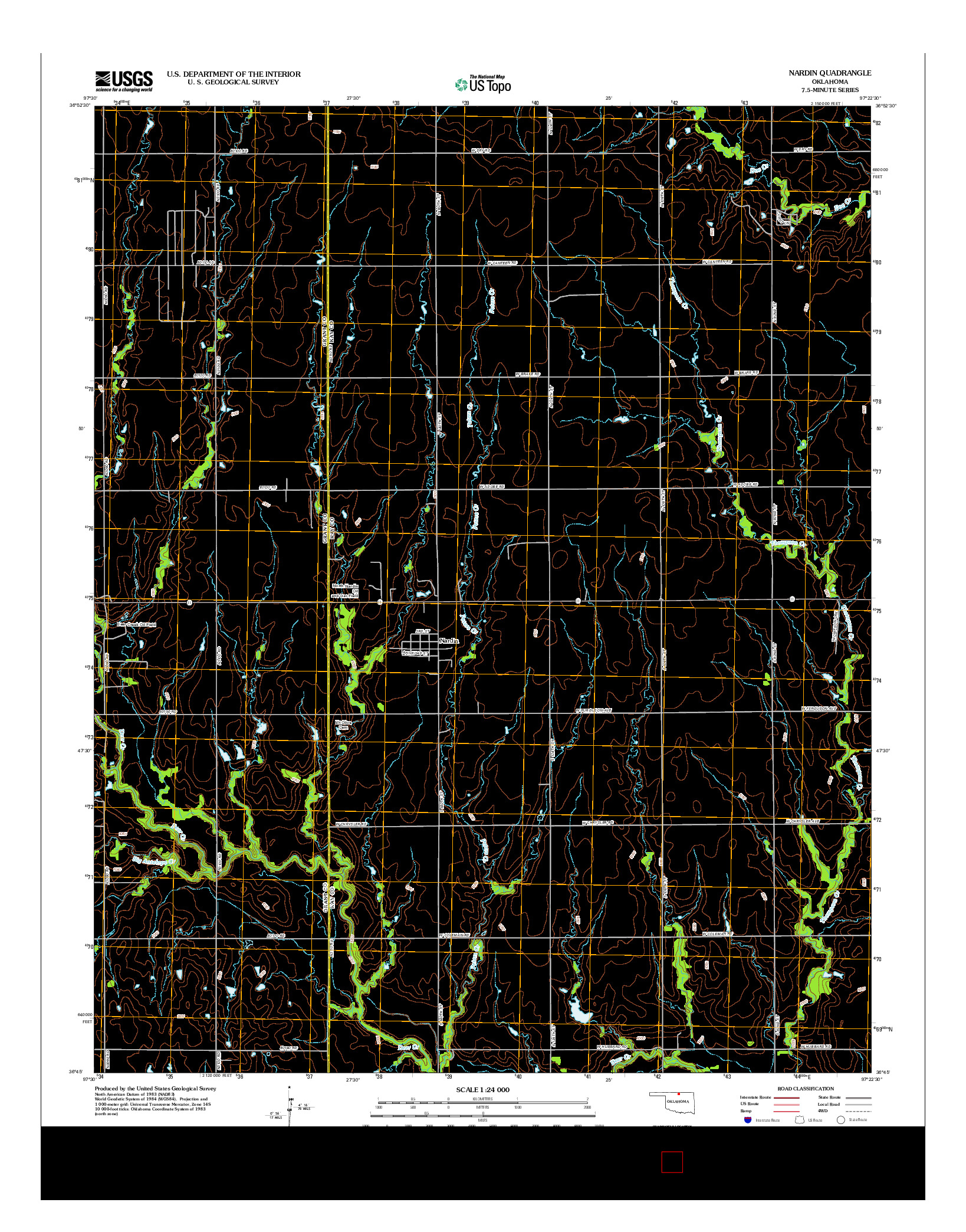 USGS US TOPO 7.5-MINUTE MAP FOR NARDIN, OK 2012