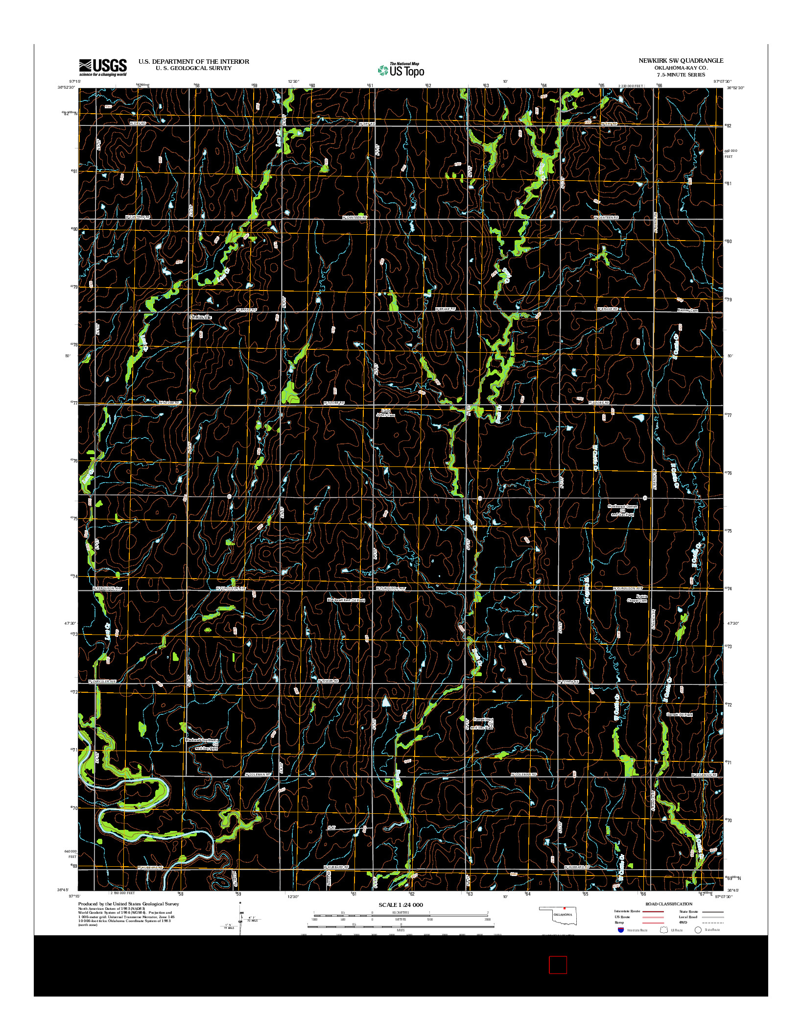 USGS US TOPO 7.5-MINUTE MAP FOR NEWKIRK SW, OK 2012