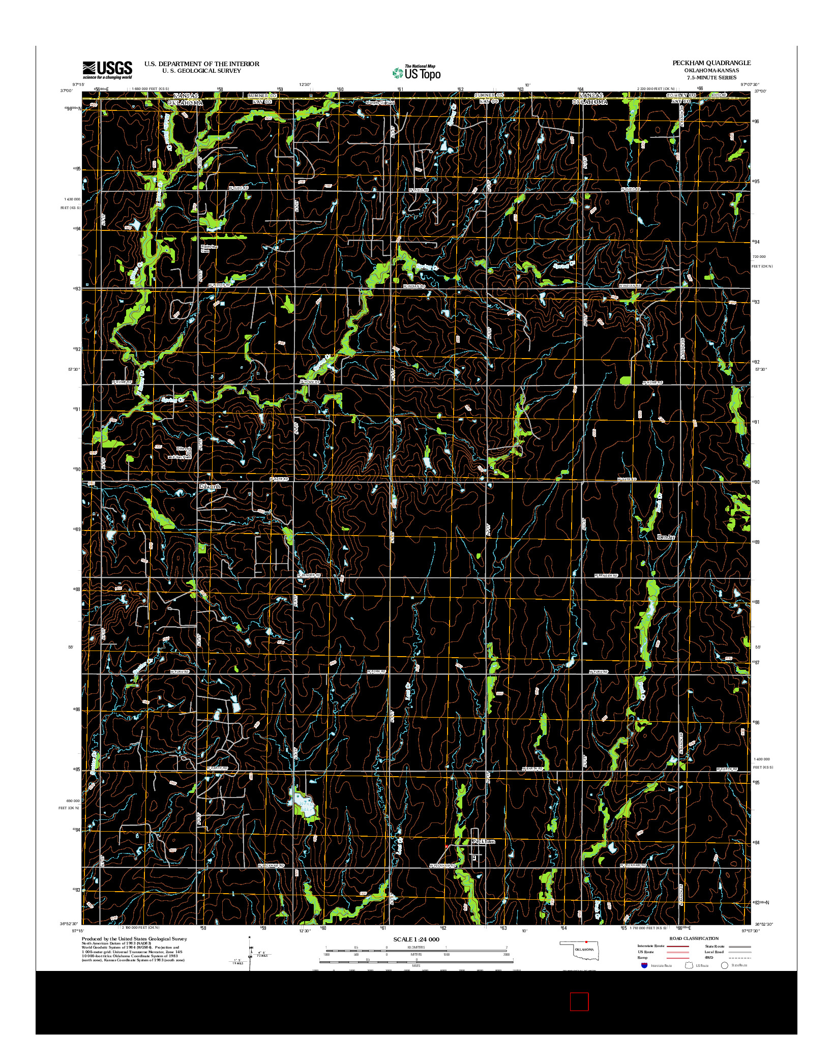 USGS US TOPO 7.5-MINUTE MAP FOR PECKHAM, OK-KS 2012