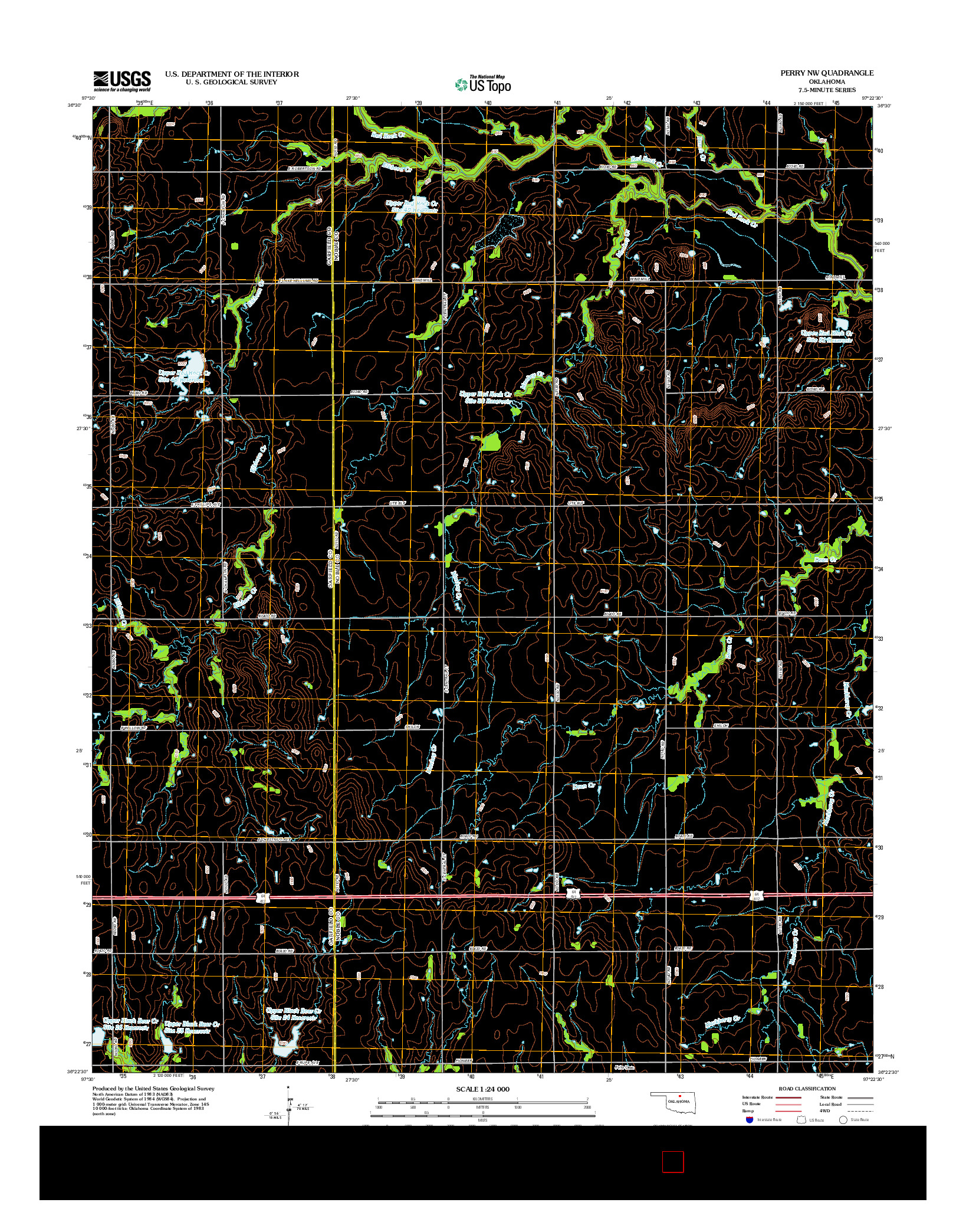 USGS US TOPO 7.5-MINUTE MAP FOR PERRY NW, OK 2012