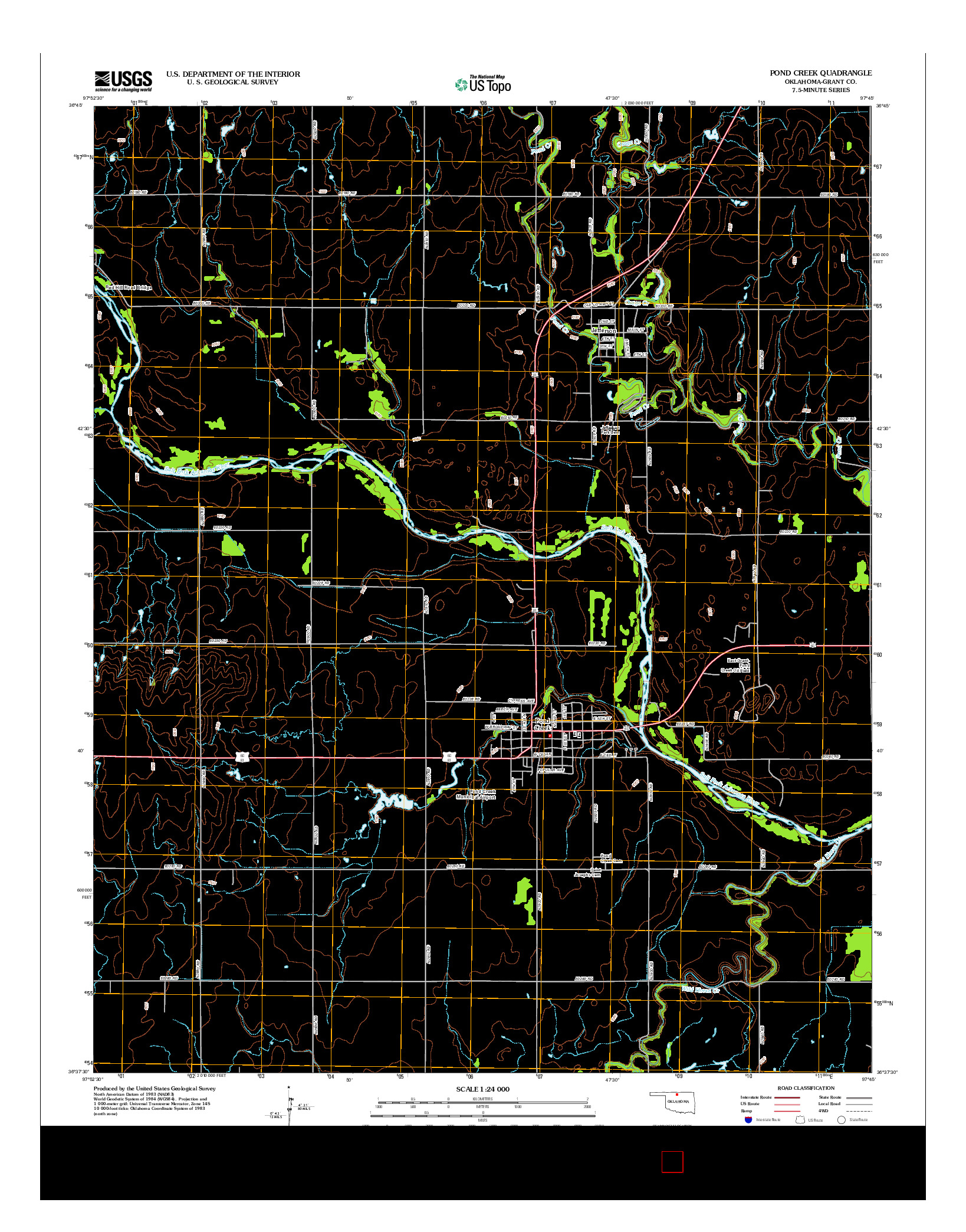 USGS US TOPO 7.5-MINUTE MAP FOR POND CREEK, OK 2012