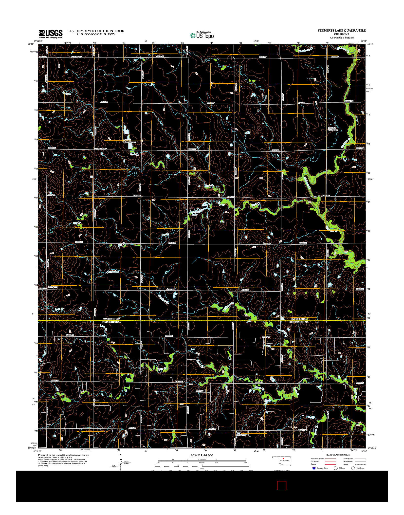 USGS US TOPO 7.5-MINUTE MAP FOR STEINERTS LAKE, OK 2012