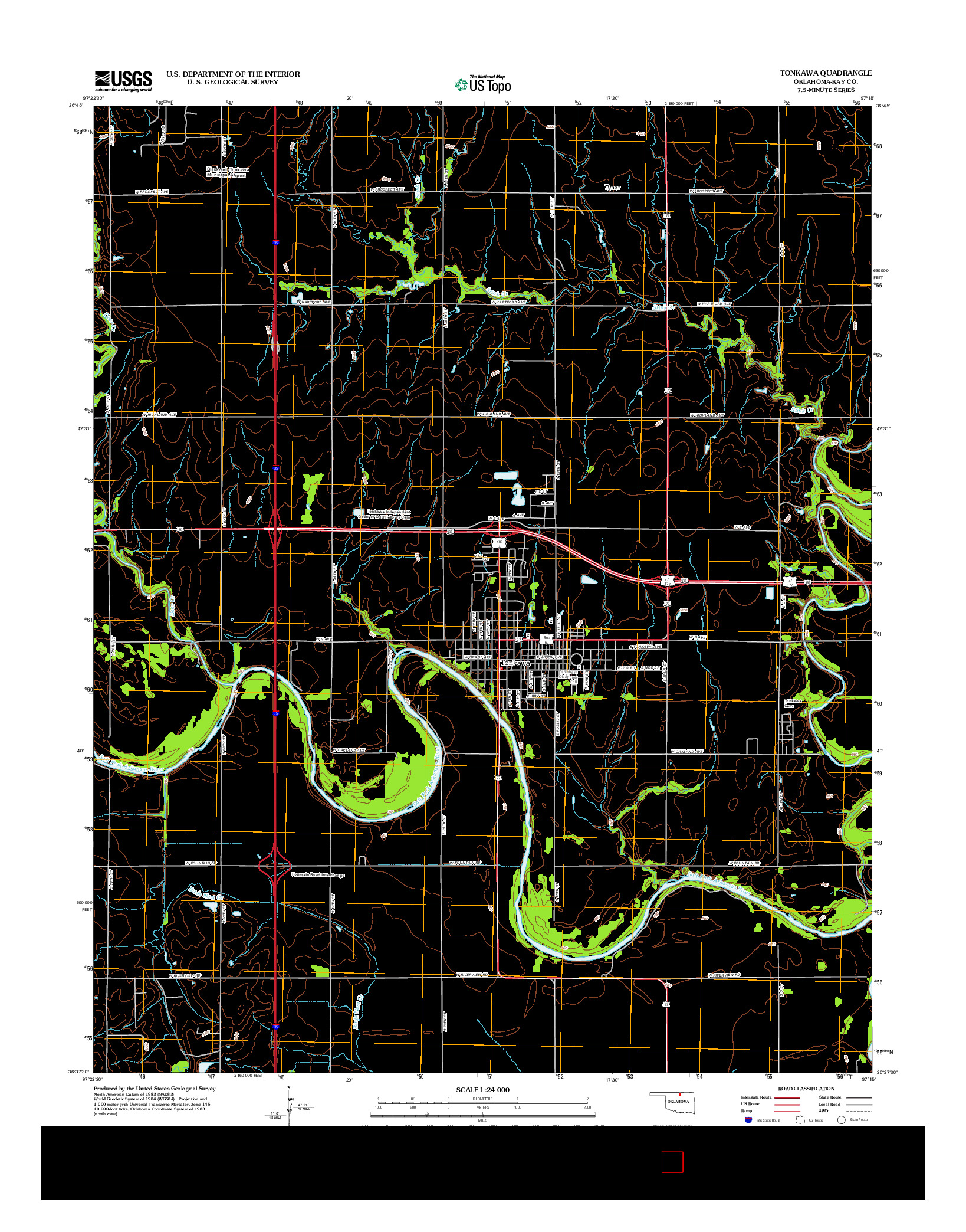 USGS US TOPO 7.5-MINUTE MAP FOR TONKAWA, OK 2012