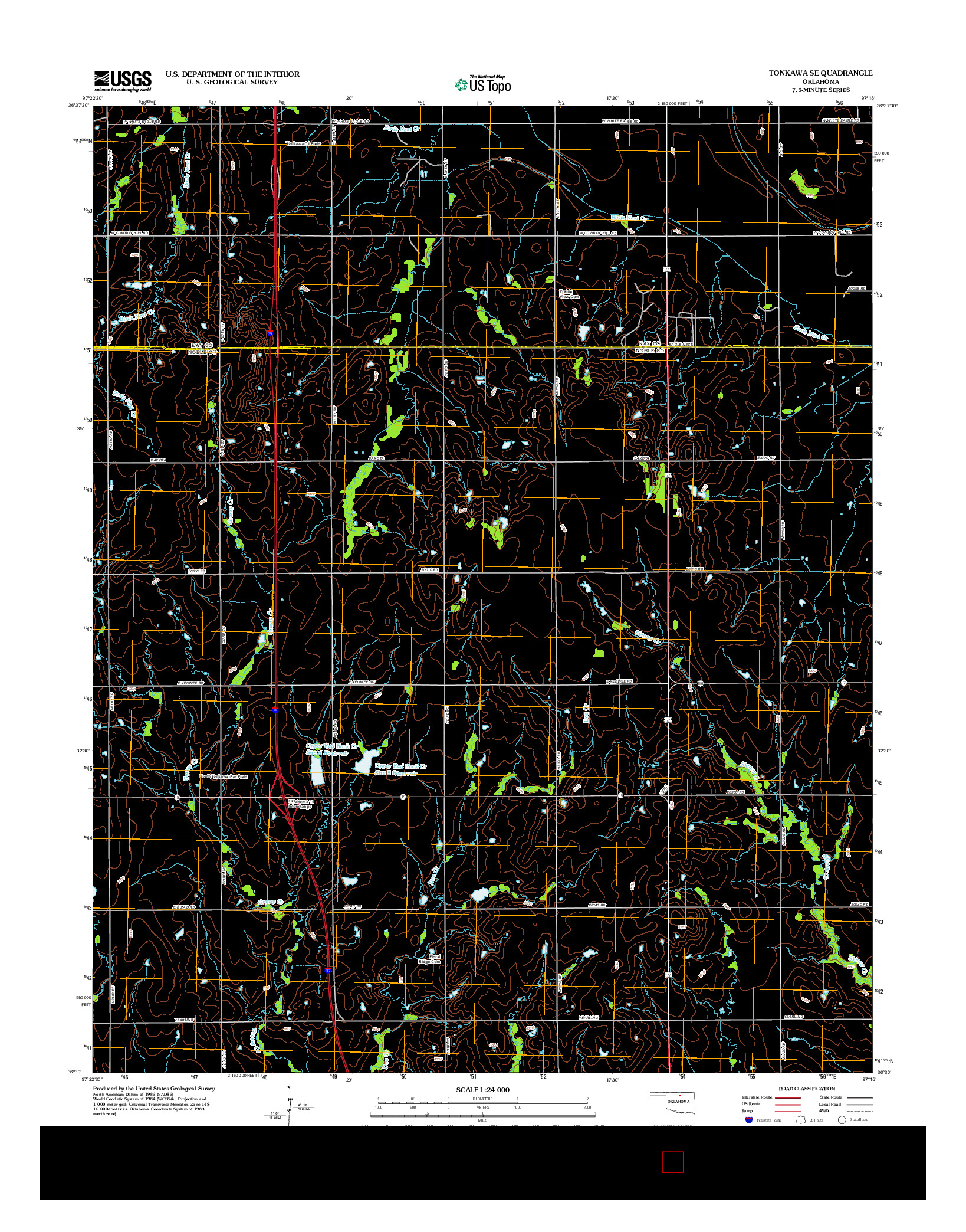 USGS US TOPO 7.5-MINUTE MAP FOR TONKAWA SE, OK 2012