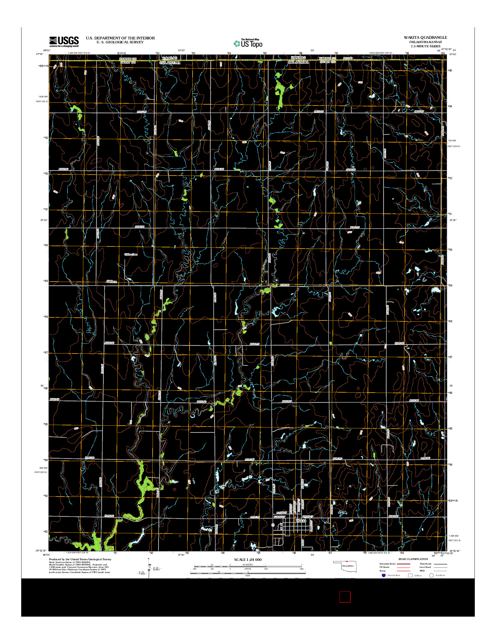 USGS US TOPO 7.5-MINUTE MAP FOR WAKITA, OK-KS 2012