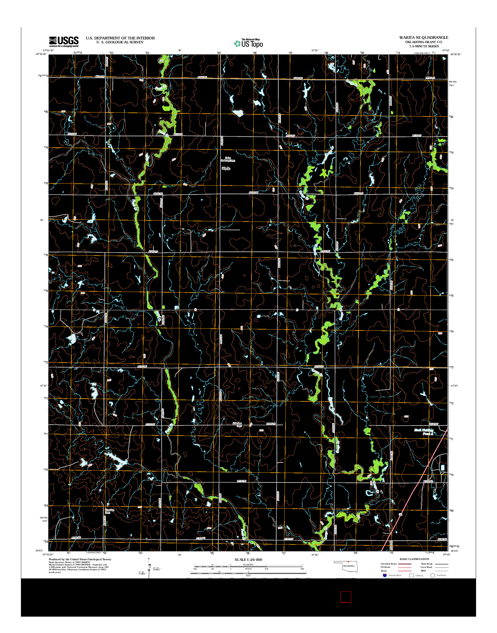 USGS US TOPO 7.5-MINUTE MAP FOR WAKITA SE, OK 2012
