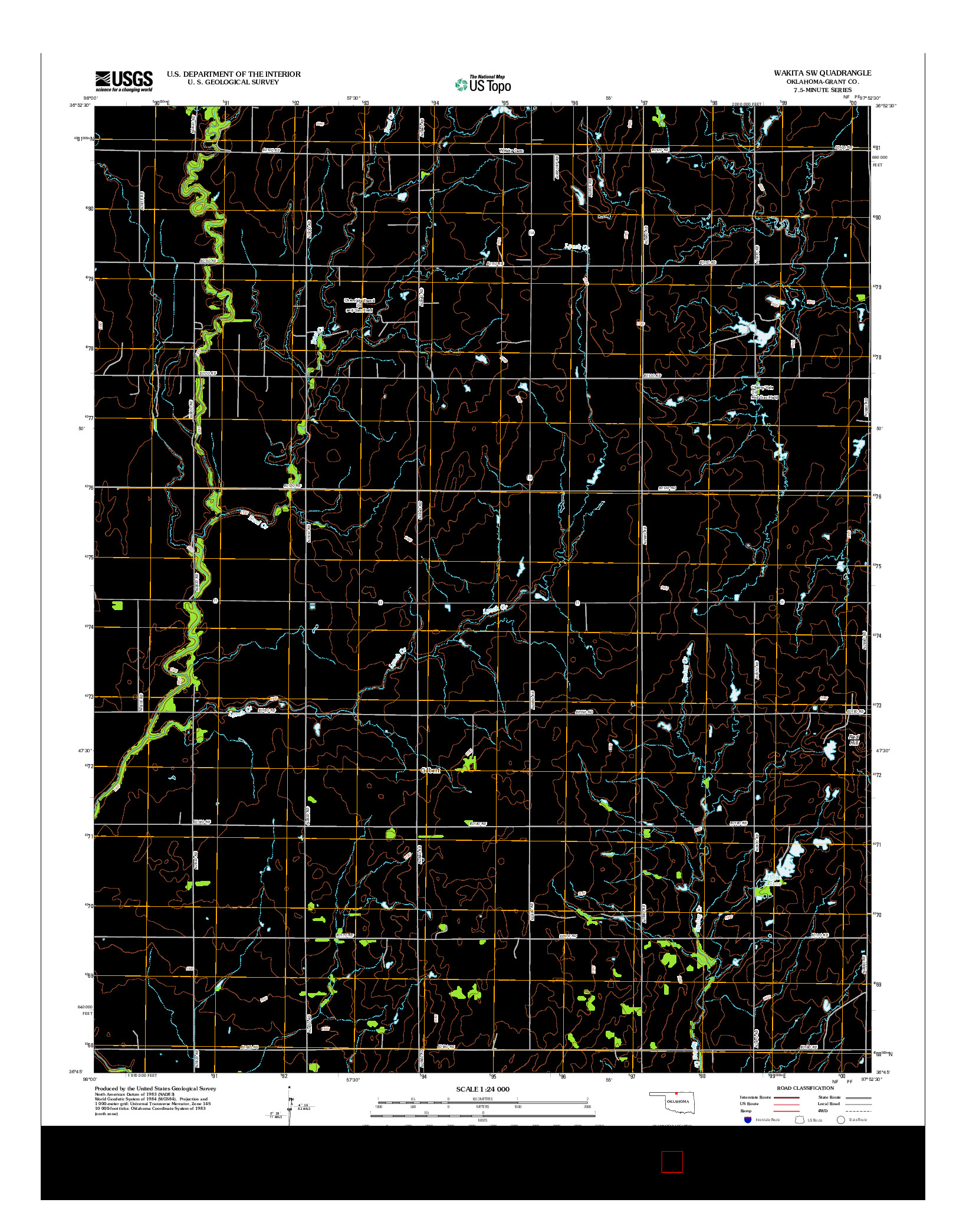 USGS US TOPO 7.5-MINUTE MAP FOR WAKITA SW, OK 2012