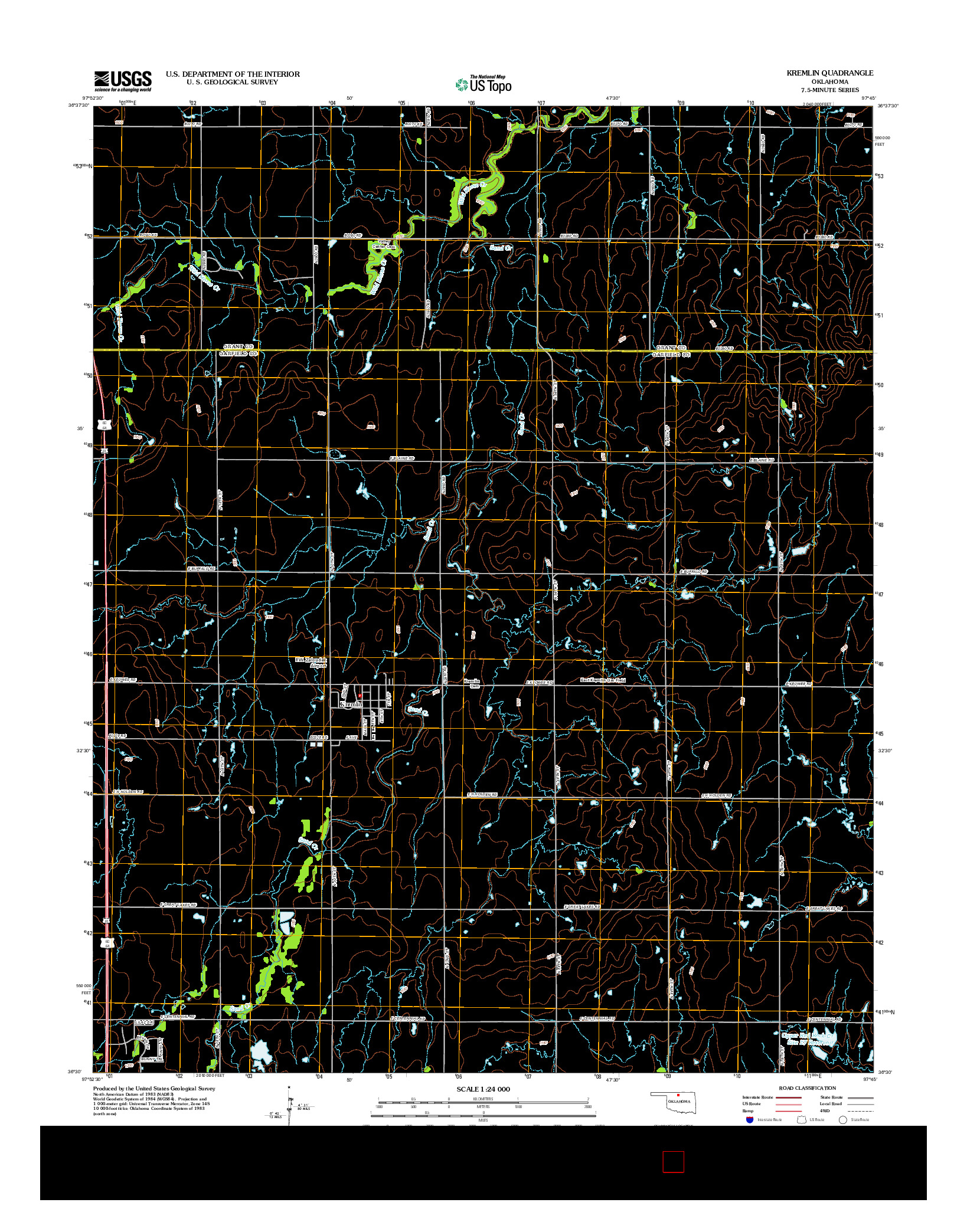 USGS US TOPO 7.5-MINUTE MAP FOR KREMLIN, OK 2012