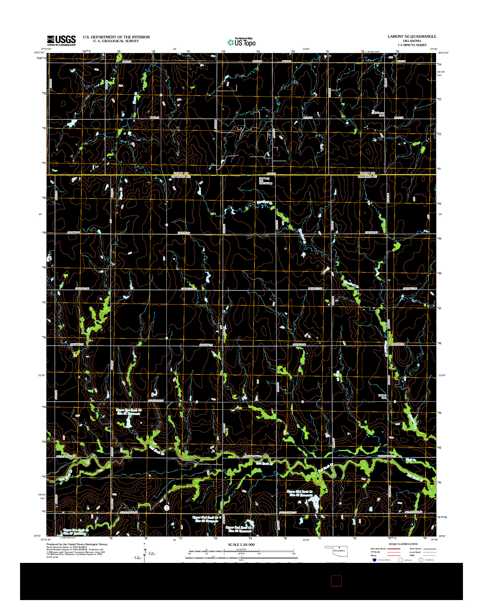 USGS US TOPO 7.5-MINUTE MAP FOR LAMONT SE, OK 2012