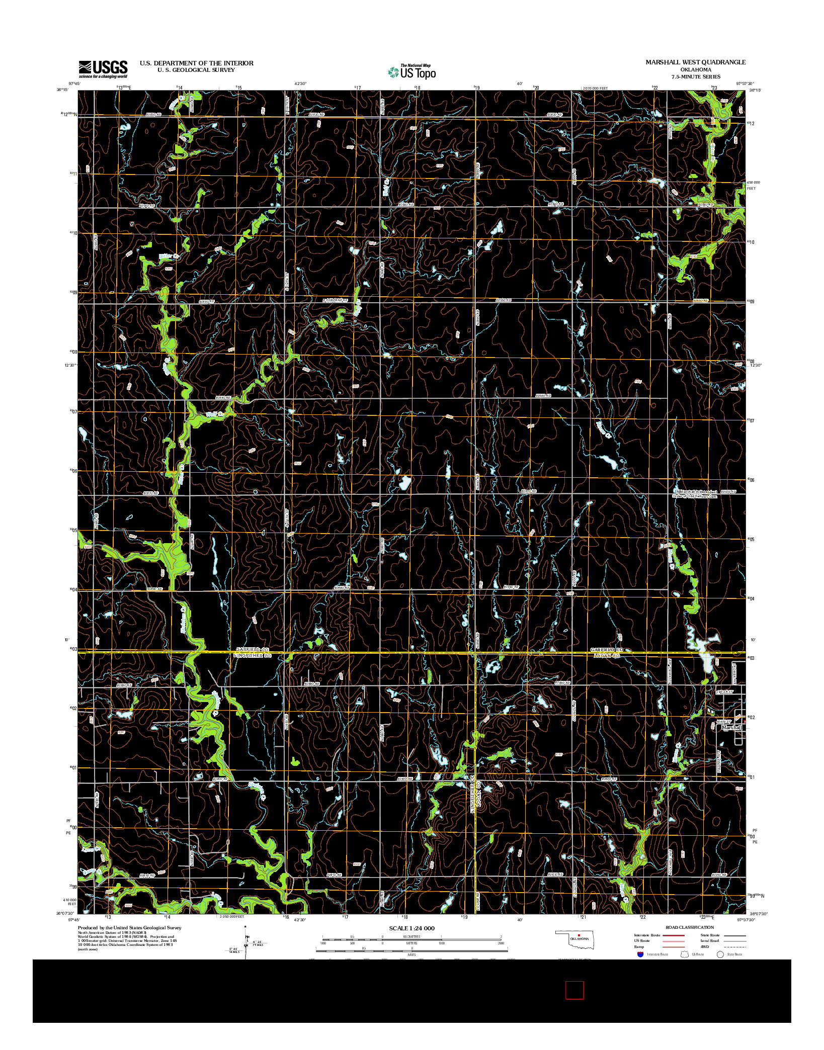 USGS US TOPO 7.5-MINUTE MAP FOR MARSHALL WEST, OK 2012