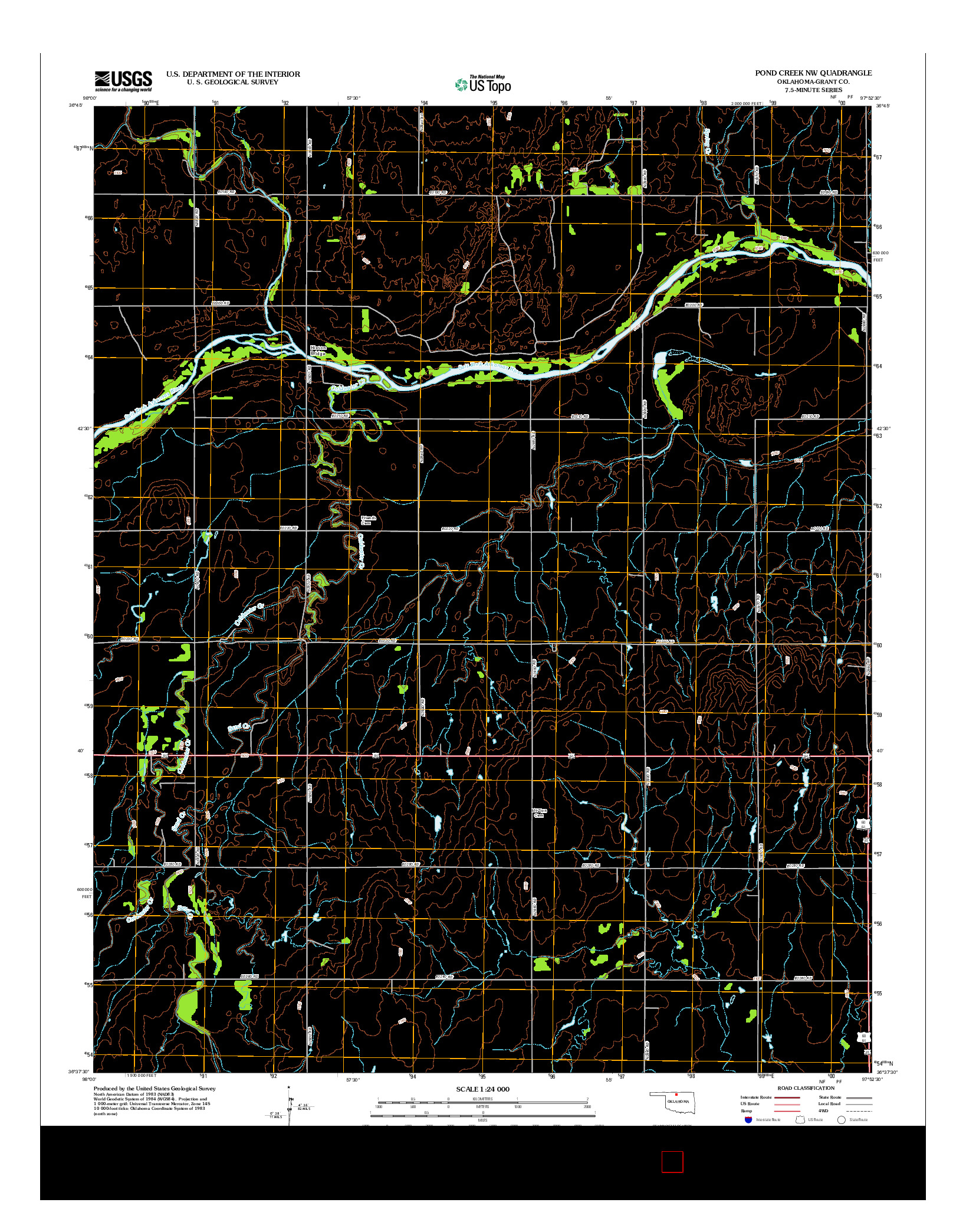 USGS US TOPO 7.5-MINUTE MAP FOR POND CREEK NW, OK 2012
