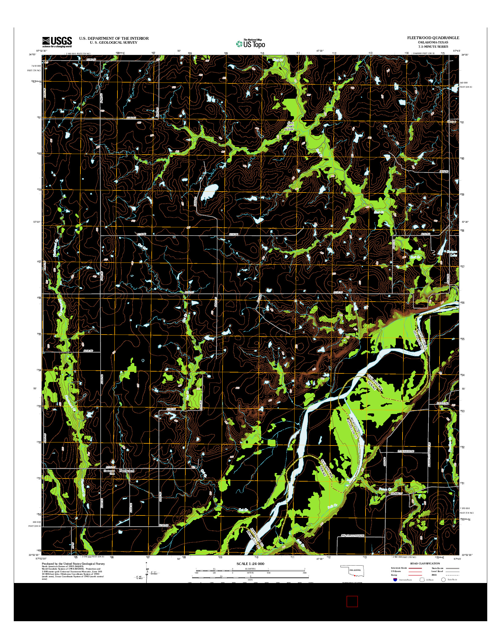 USGS US TOPO 7.5-MINUTE MAP FOR FLEETWOOD, OK-TX 2012