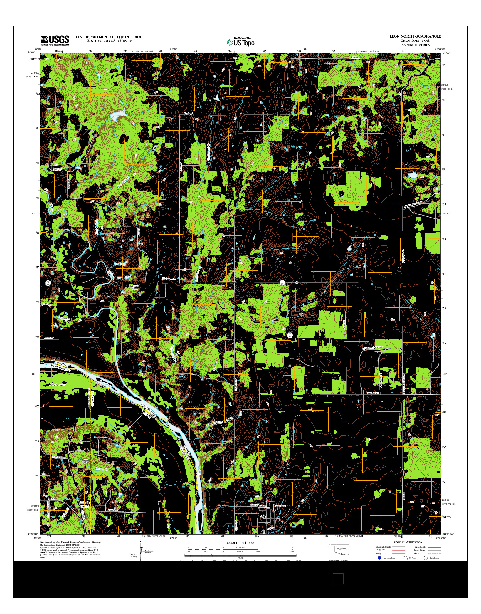 USGS US TOPO 7.5-MINUTE MAP FOR LEON NORTH, OK-TX 2012