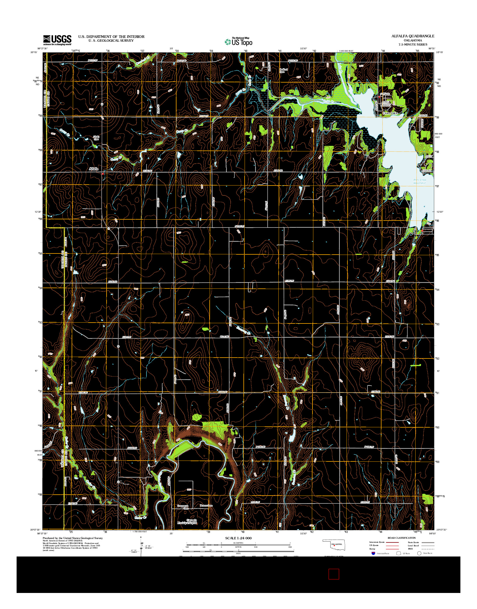 USGS US TOPO 7.5-MINUTE MAP FOR ALFALFA, OK 2012