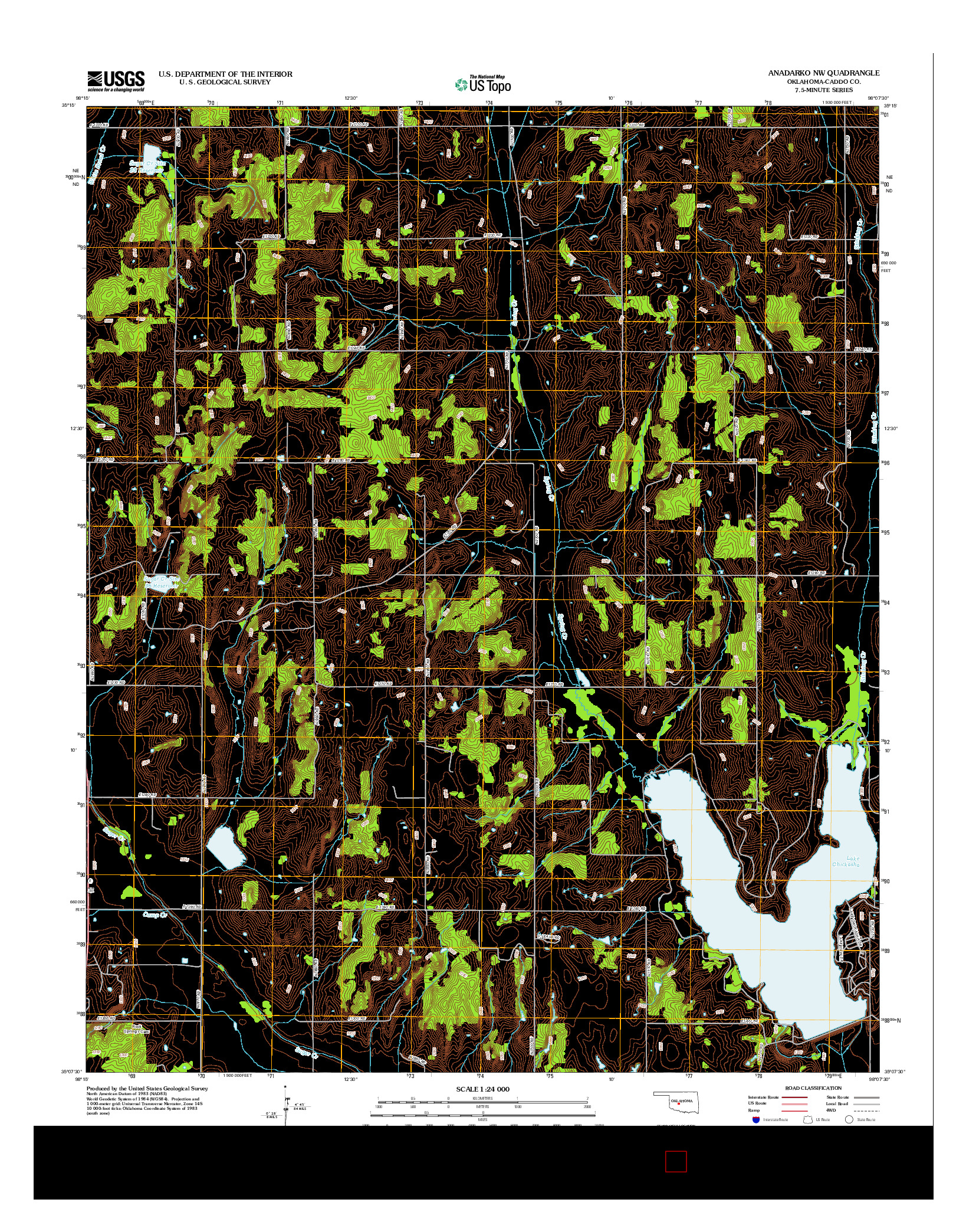USGS US TOPO 7.5-MINUTE MAP FOR ANADARKO NW, OK 2012